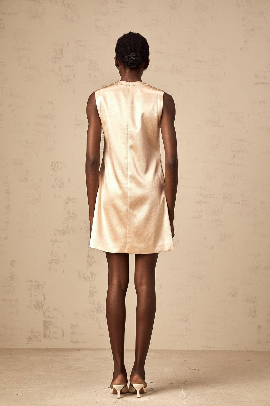 Ella Mini Dress - Sleeveless Design - Intricate Bead Embellishment - Flower Appliqu Detail - Thigh Length Hemline
