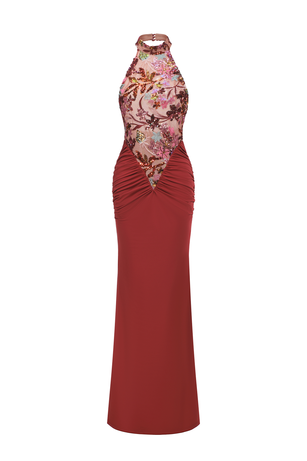 Ellie Red Floral Sequins Maxi Dress