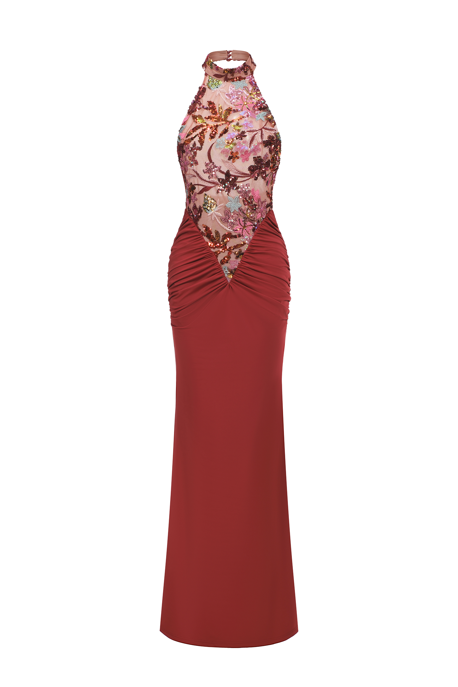 Ellie Red Floral Sequins Maxi Dress
