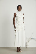 Éloïse Sleeveless Maxi Dress - 3D Floral Appliqué - Elegant A - Line - Side Pockets