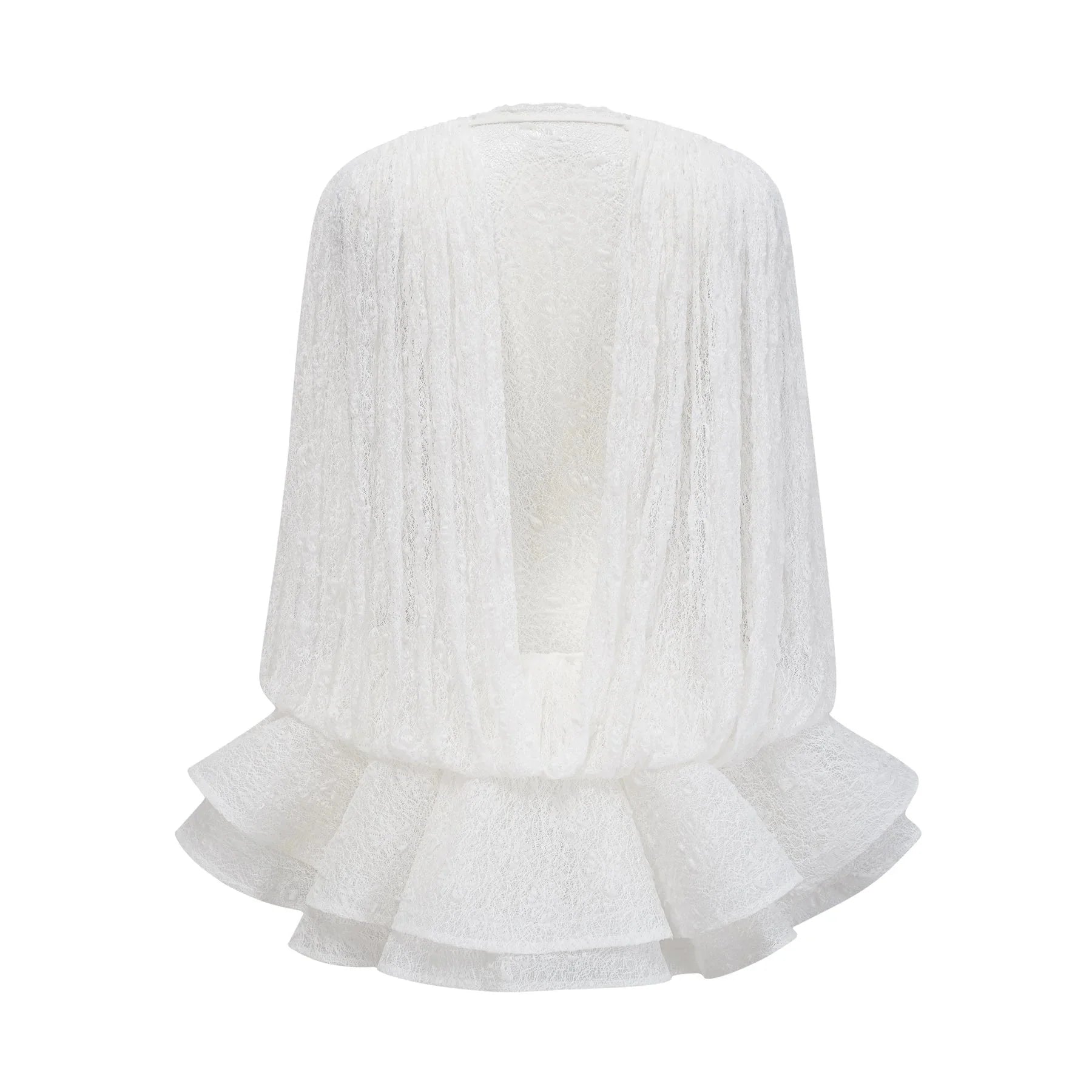 Emery Dress Set with Textured Layers in White