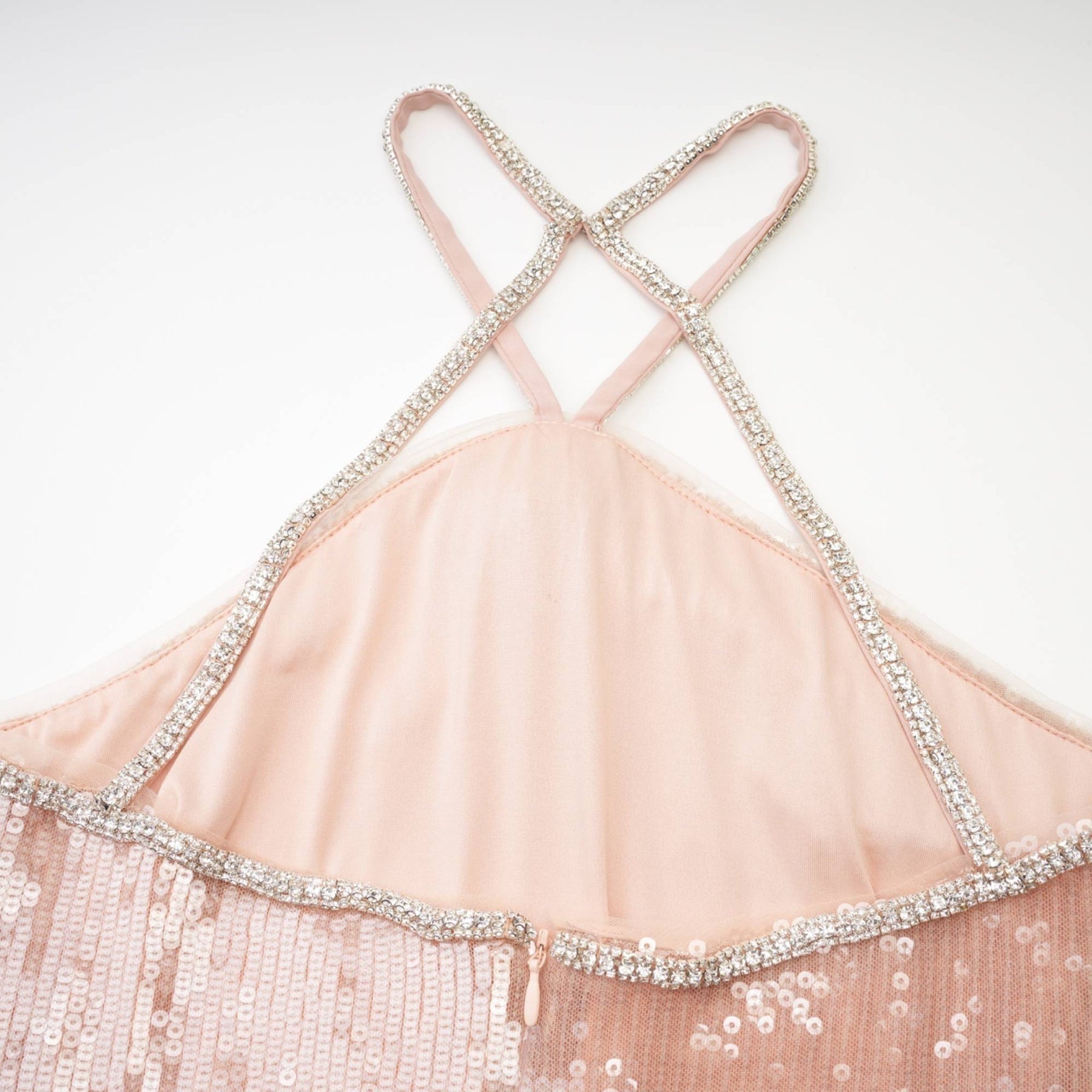 Emery Mini Dress – Sequin – Front Floral Decorated – Crystal Strap