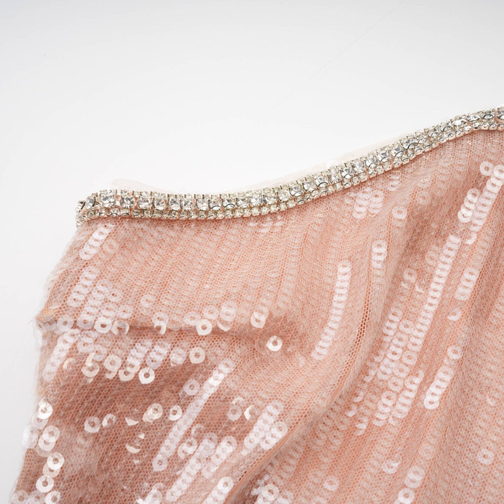 Emery Mini Dress – Sequin – Front Floral Decorated – Crystal Strap