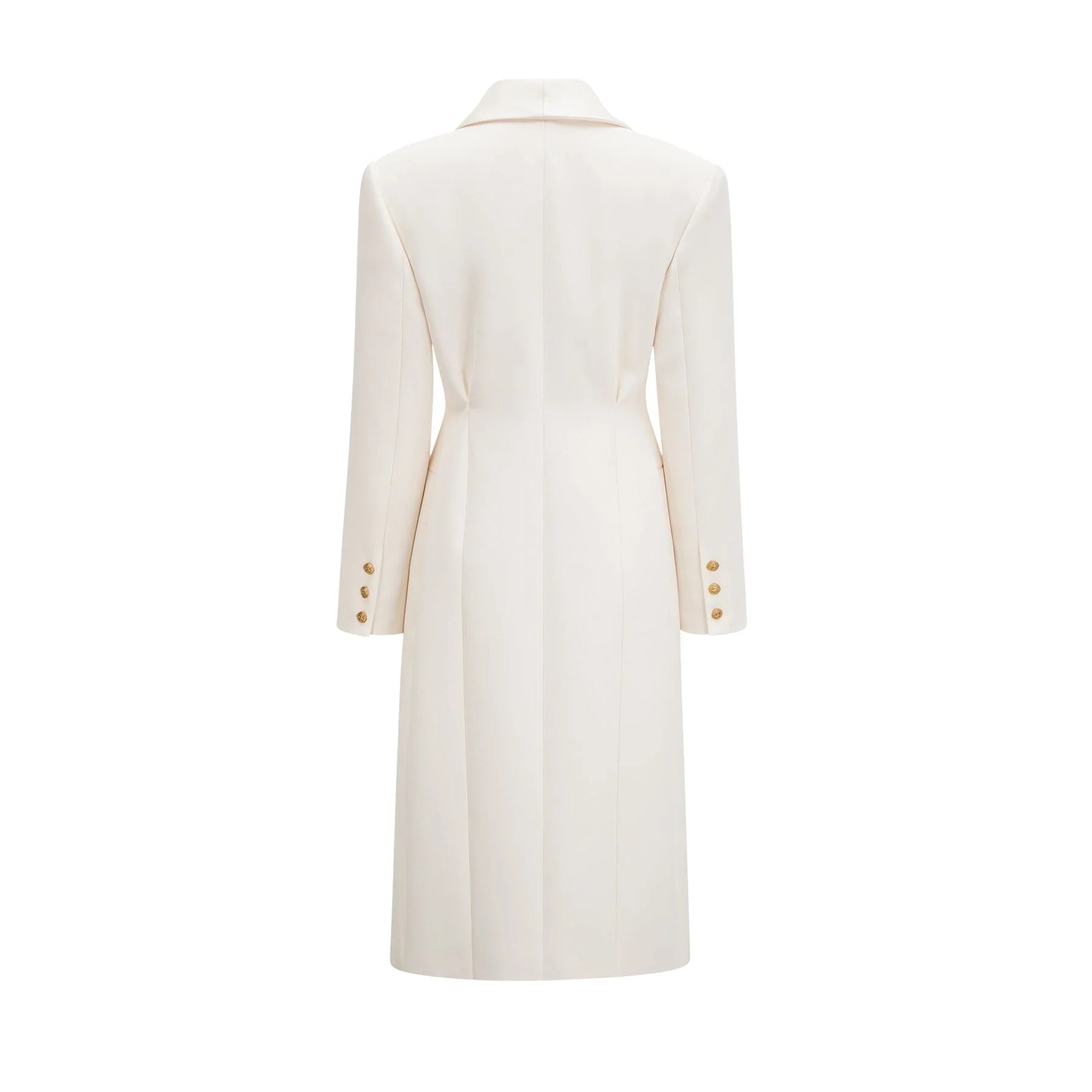 Emilee Coat - Wool Blend - Tonal Lapels - Button Front - Ankle Length