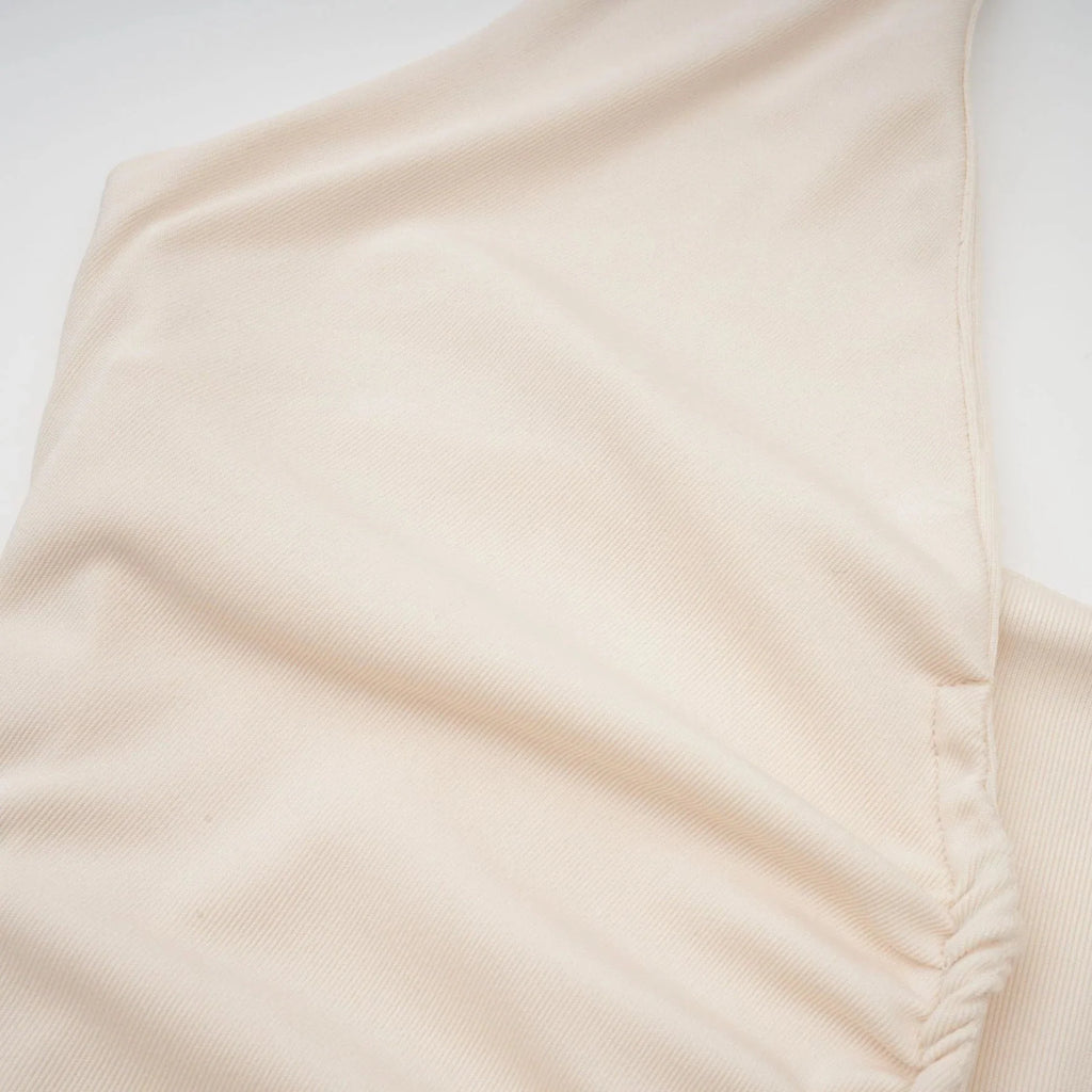Emilia Maxi Dress White Deep - V Draped Ribbon Ruched Ankle - Length