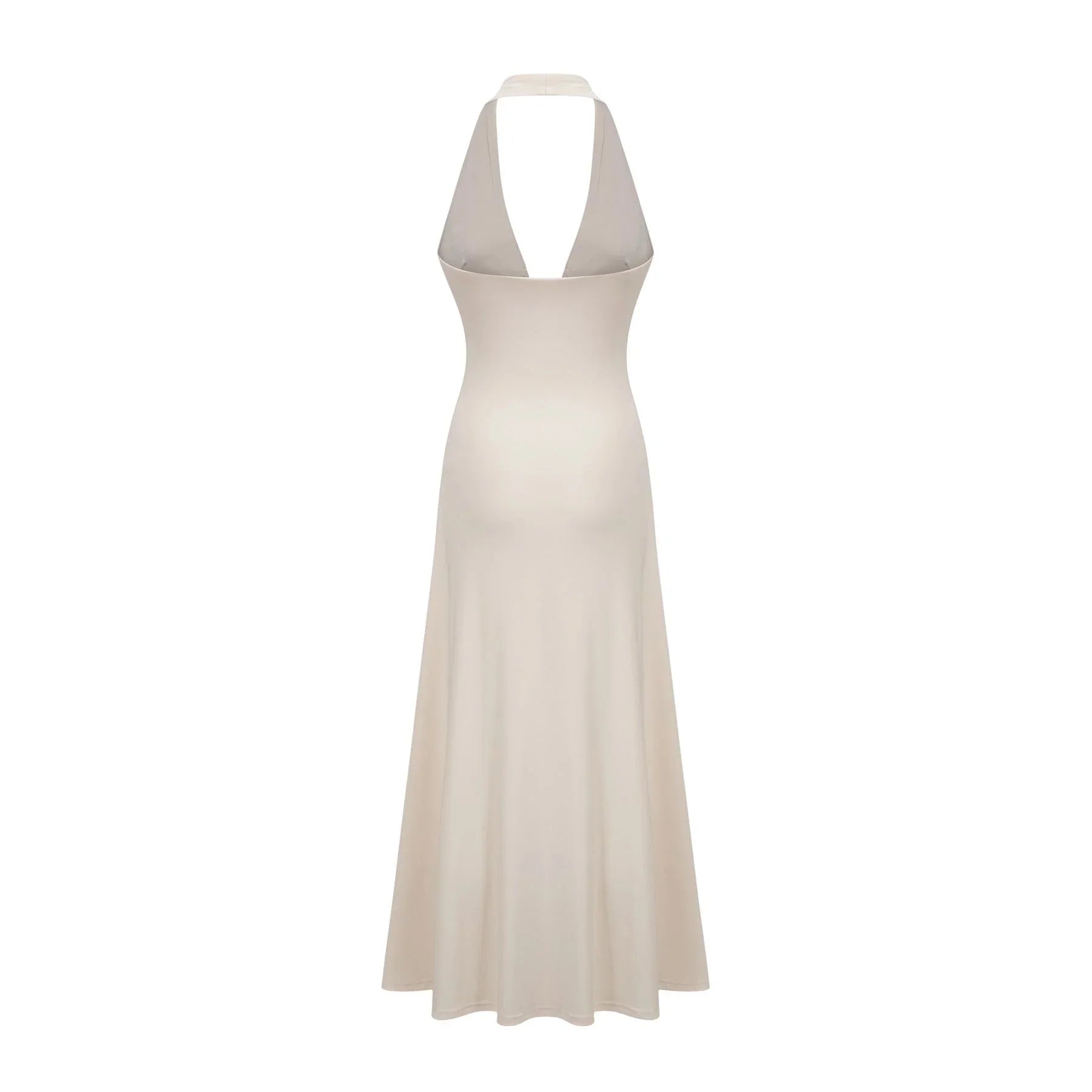 Emilia Maxi Dress White Deep - V Draped Ribbon Ruched Ankle - Length