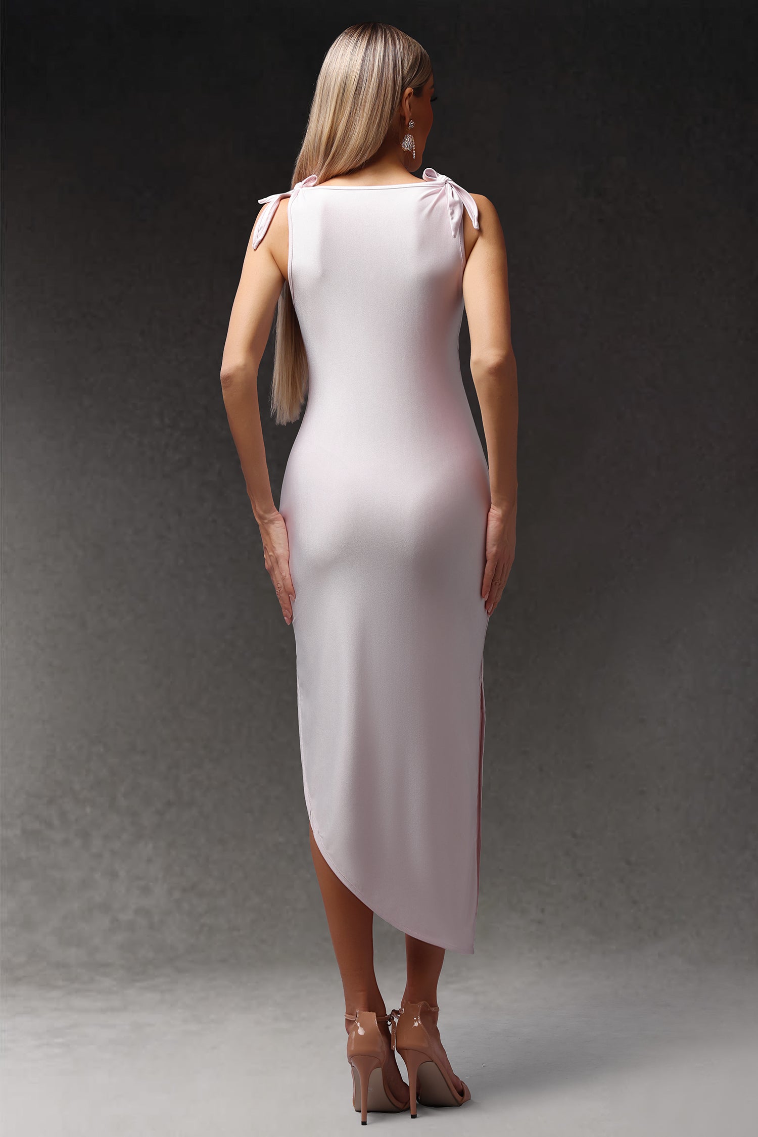 Emma Lavender Maxi Dress with Hollow-Out Design and Floral Accents