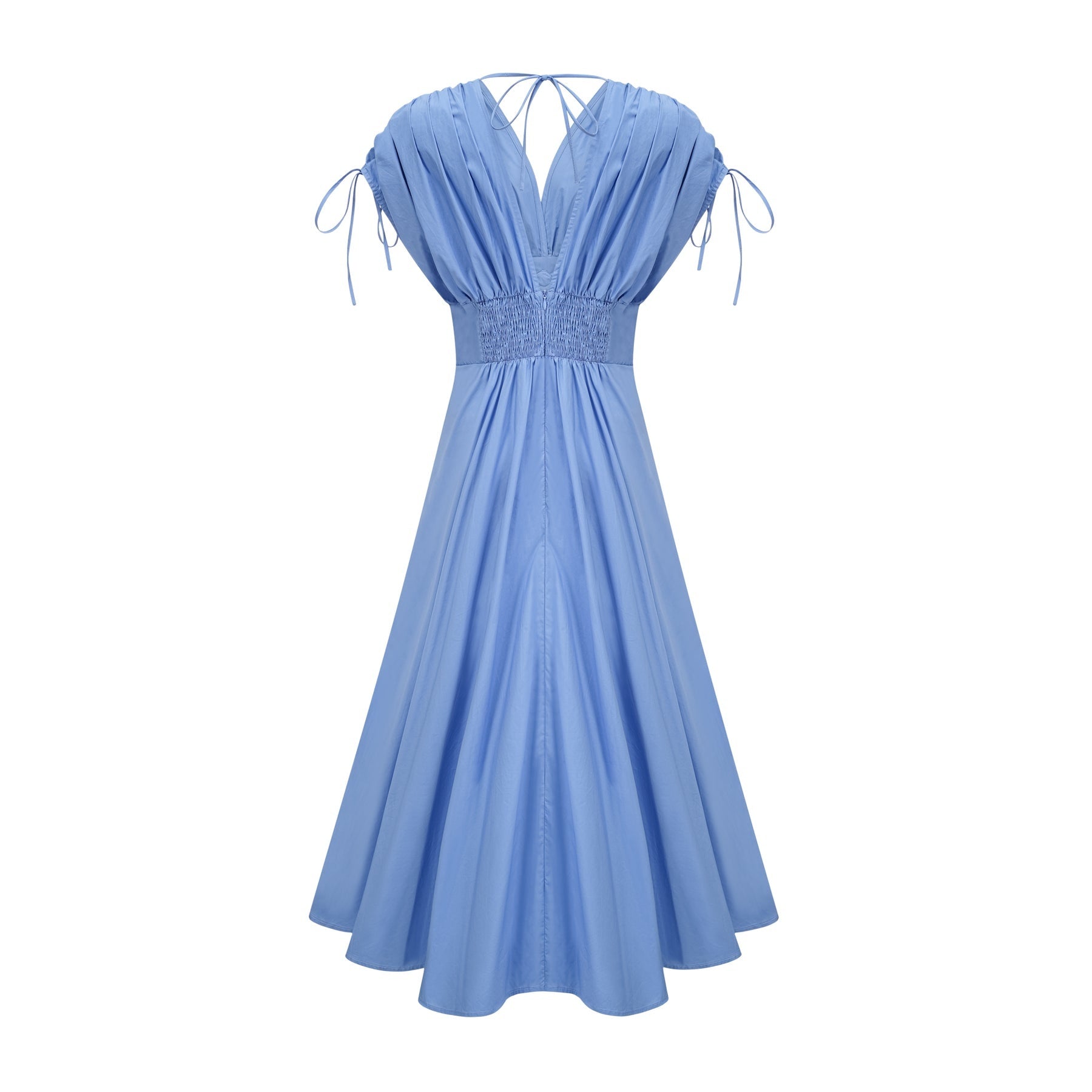 Emma Maxi Dress - V - Neck Style - Short Sleeves - 3D Petal Detailing - Elegant Bow