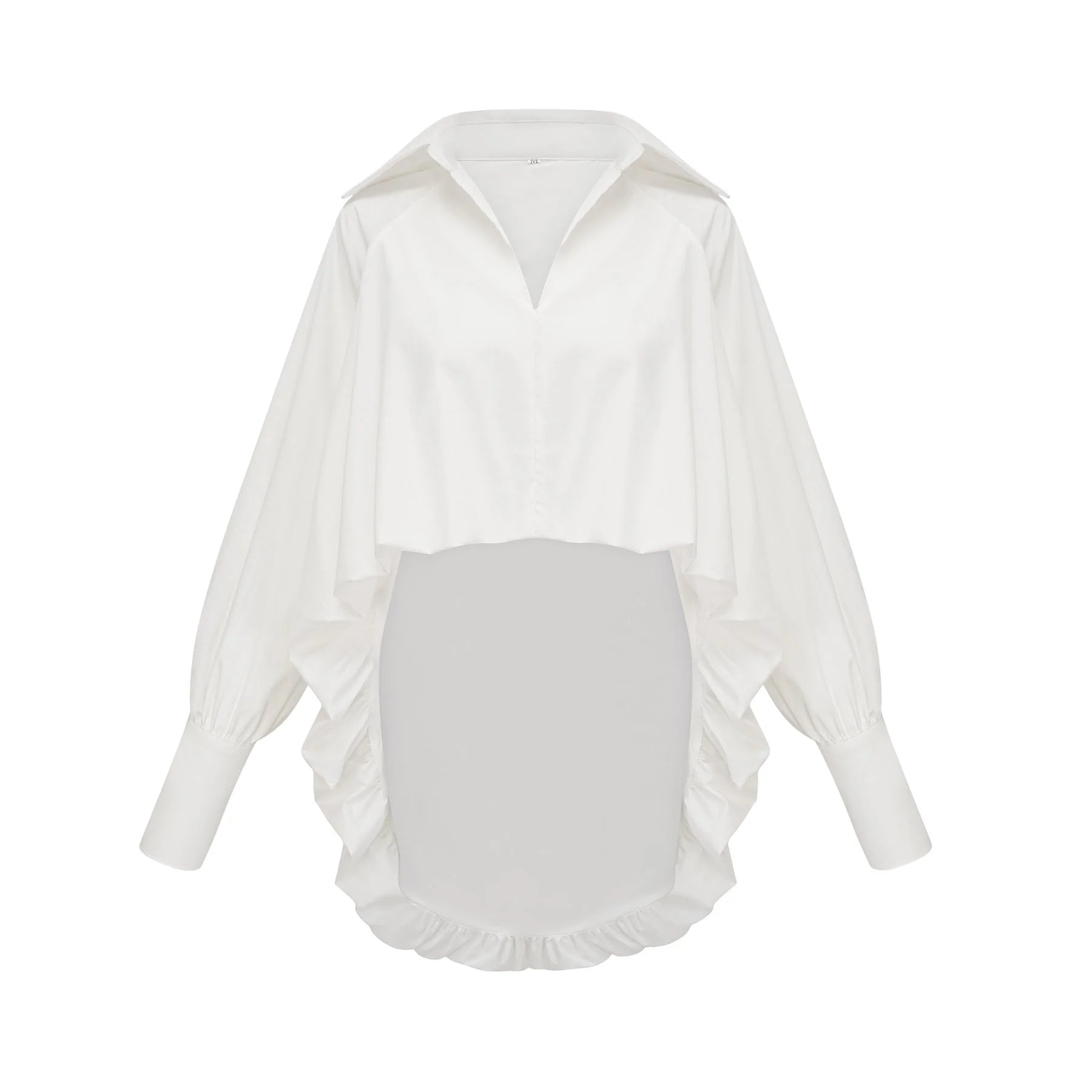 Emma Shirt - Lapels - Long Sleeves - V Neck - Buttoned Cuffs