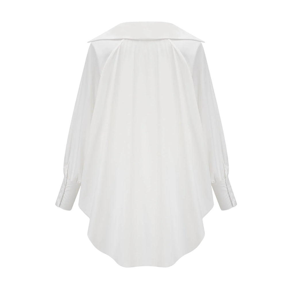 Emma Shirt - Lapels - Long Sleeves - V Neck - Buttoned Cuffs