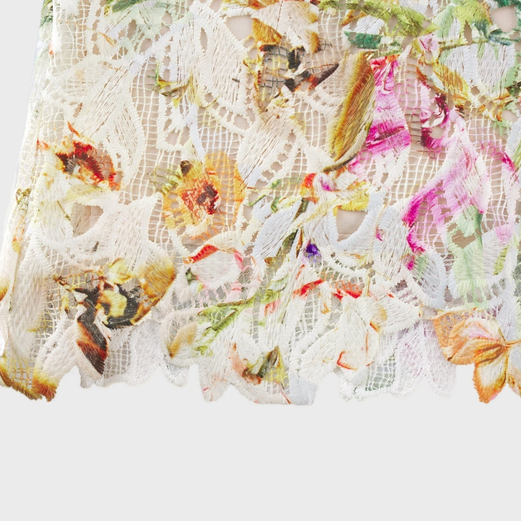 Enora Midi Dress - Sleeveless Cut - V - Neckline - Spaghetti Straps - Floral Embroidery - A - Line Silhouette