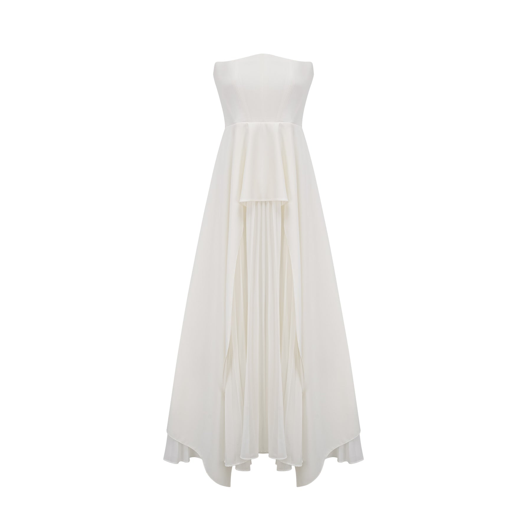 Enrica Maxi Dress - Off - Shoulder Style - Strapless Design - Pleated Feature - Ruffled Trim Detail