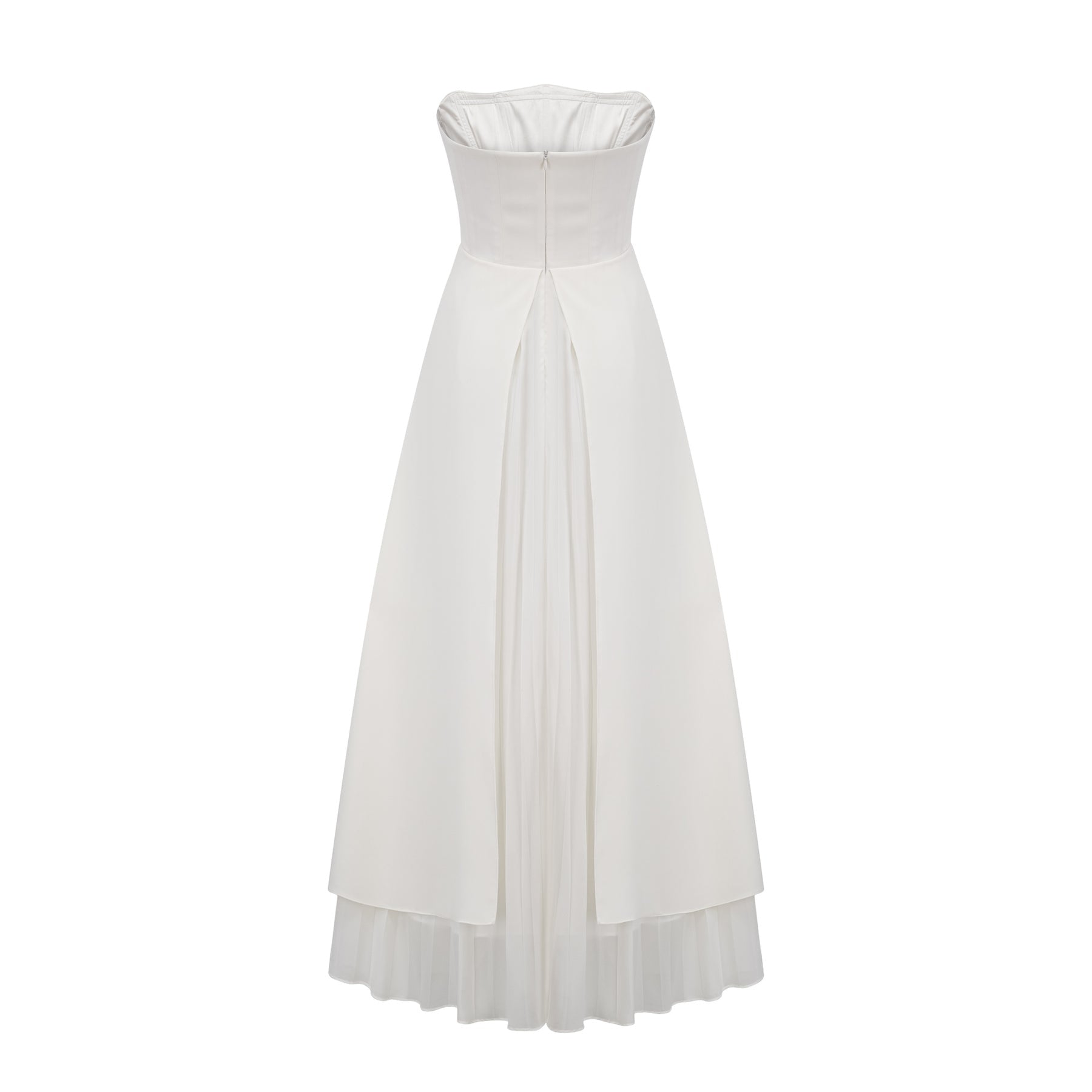 Enrica Maxi Dress - Off - Shoulder Style - Strapless Design - Pleated Feature - Ruffled Trim Detail