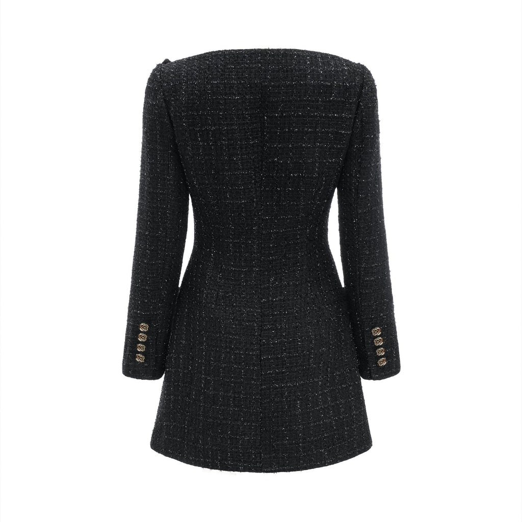 Erin Coat - Open Neck Design - Long Sleeves - Lapels with Bow Detail