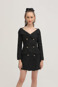 Erin Coat - Open Neck Design - Long Sleeves - Lapels with Bow Detail
