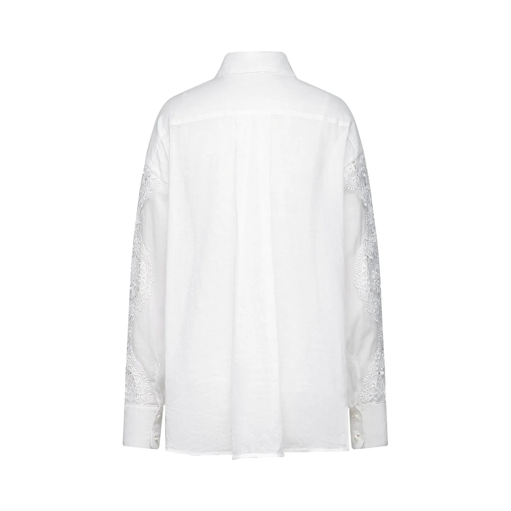 Esme Shirt - Long Sleeve - Lapel - Cut - Out Design - Lace Embroidery