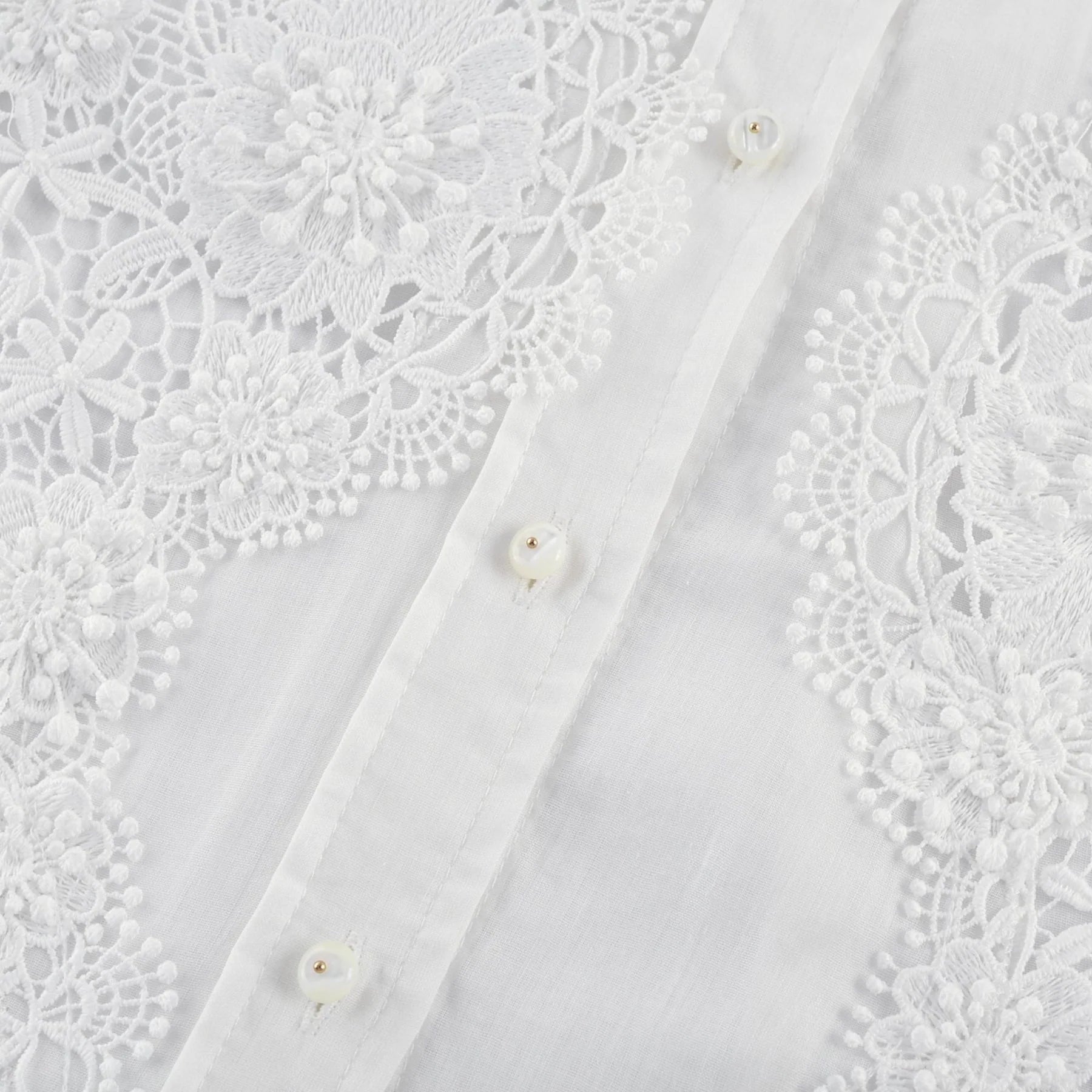 Esme Shirt - Long Sleeve - Lapel - Cut - Out Design - Lace Embroidery