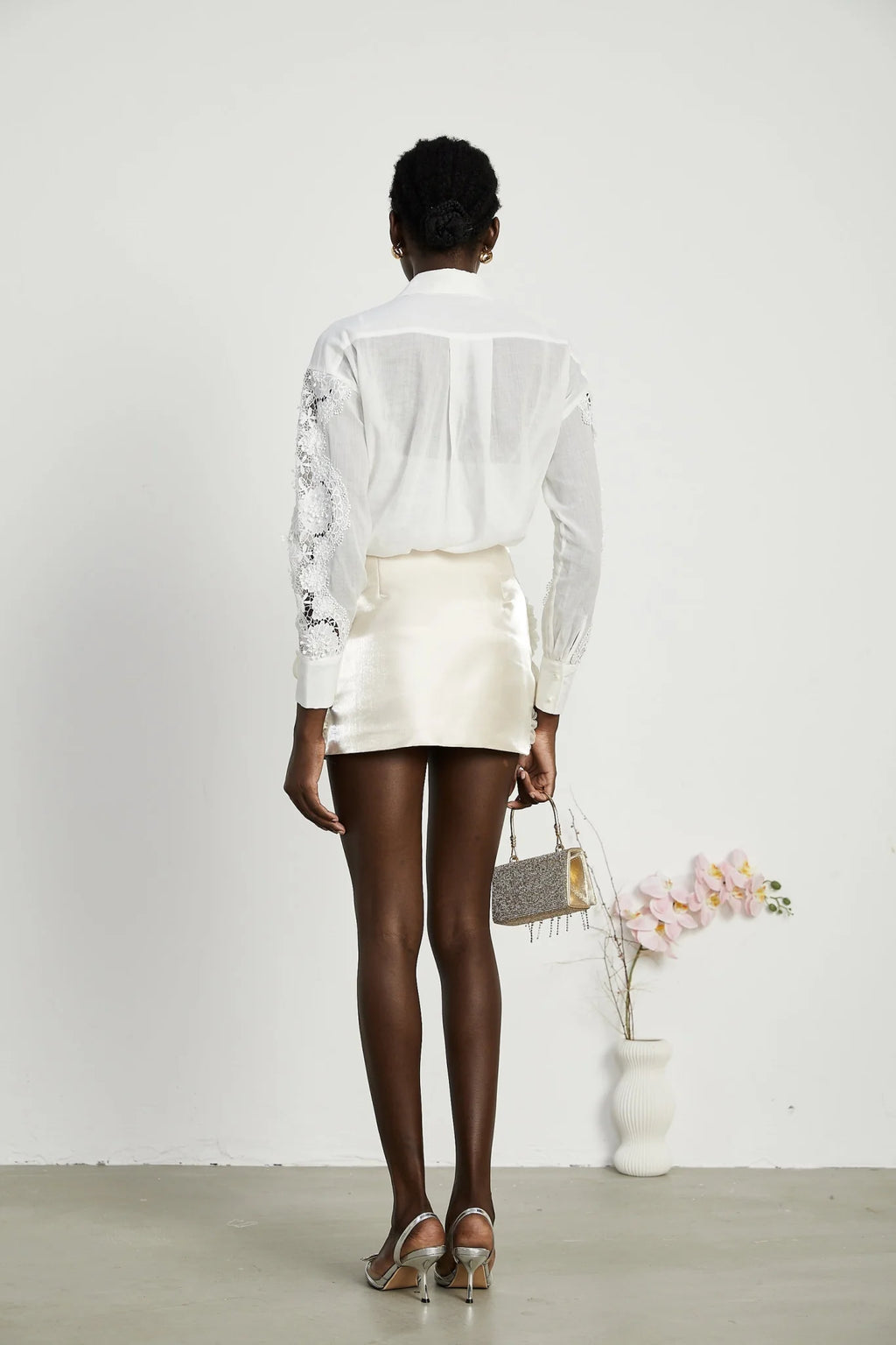 Esme Shirt - Long Sleeve - Lapel - Cut - Out Design - Lace Embroidery
