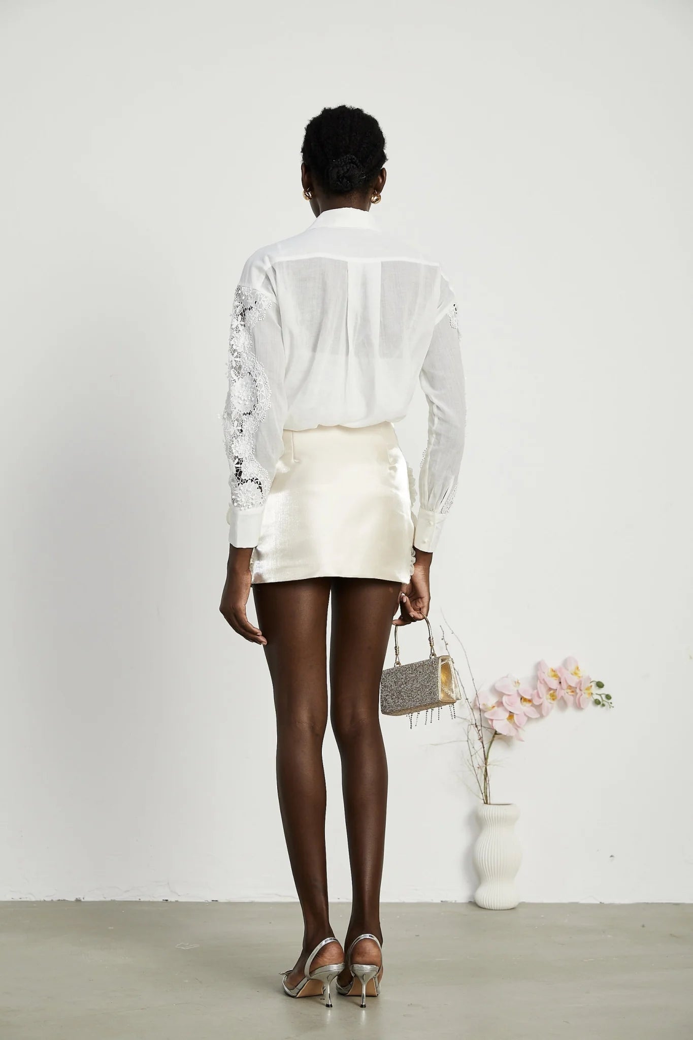 Esme Shirt - Long Sleeve - Lapel - Cut - Out Design - Lace Embroidery