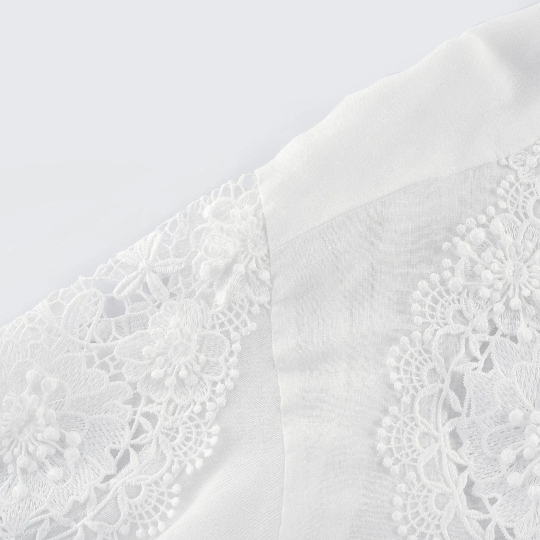 Esme Shirt - Long Sleeve - Lapel - Cut - Out Design - Lace Embroidery