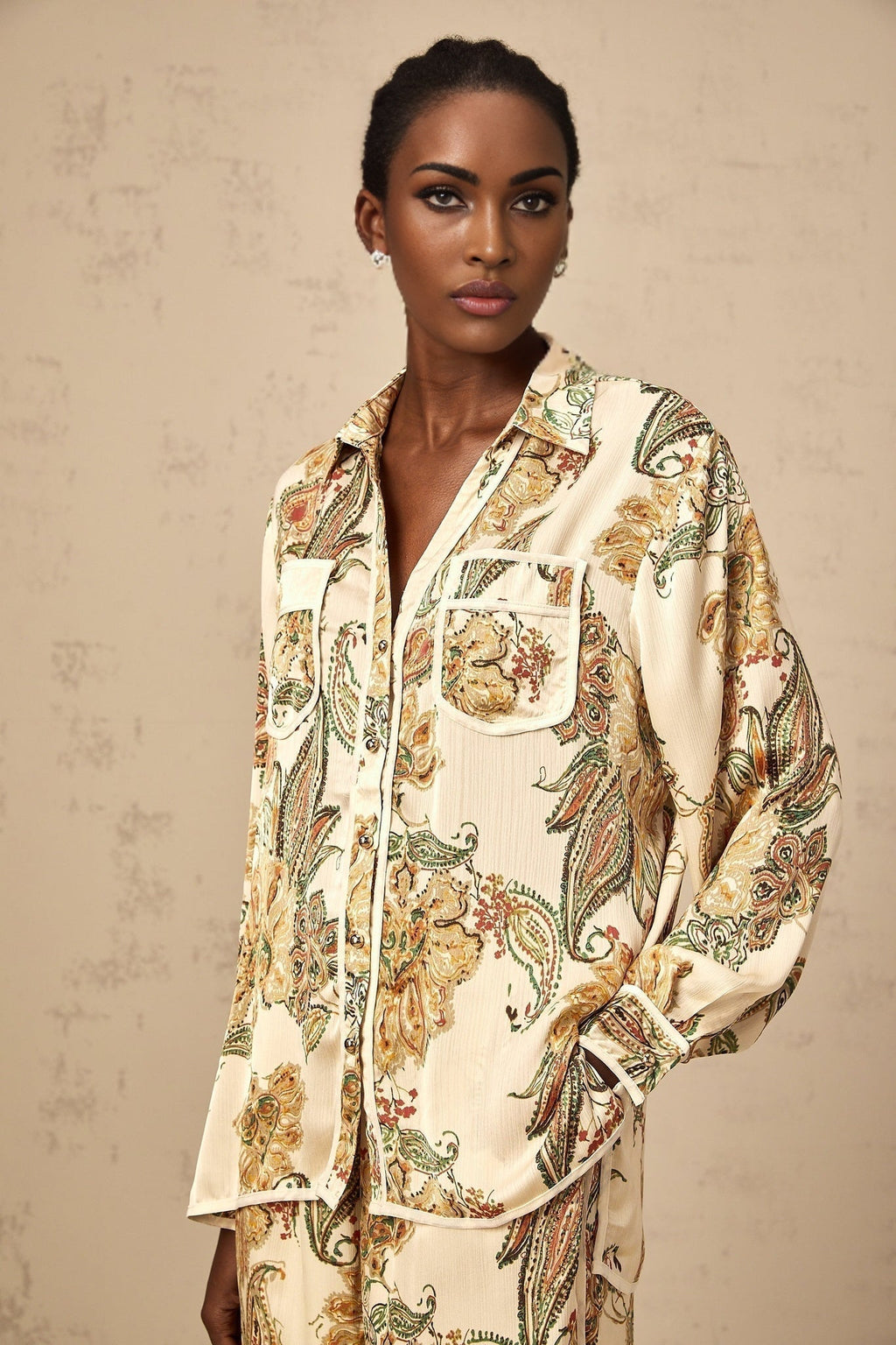 Esme Shirt & Trousers – Floral Print – Semi - Sheer – Wide Legs