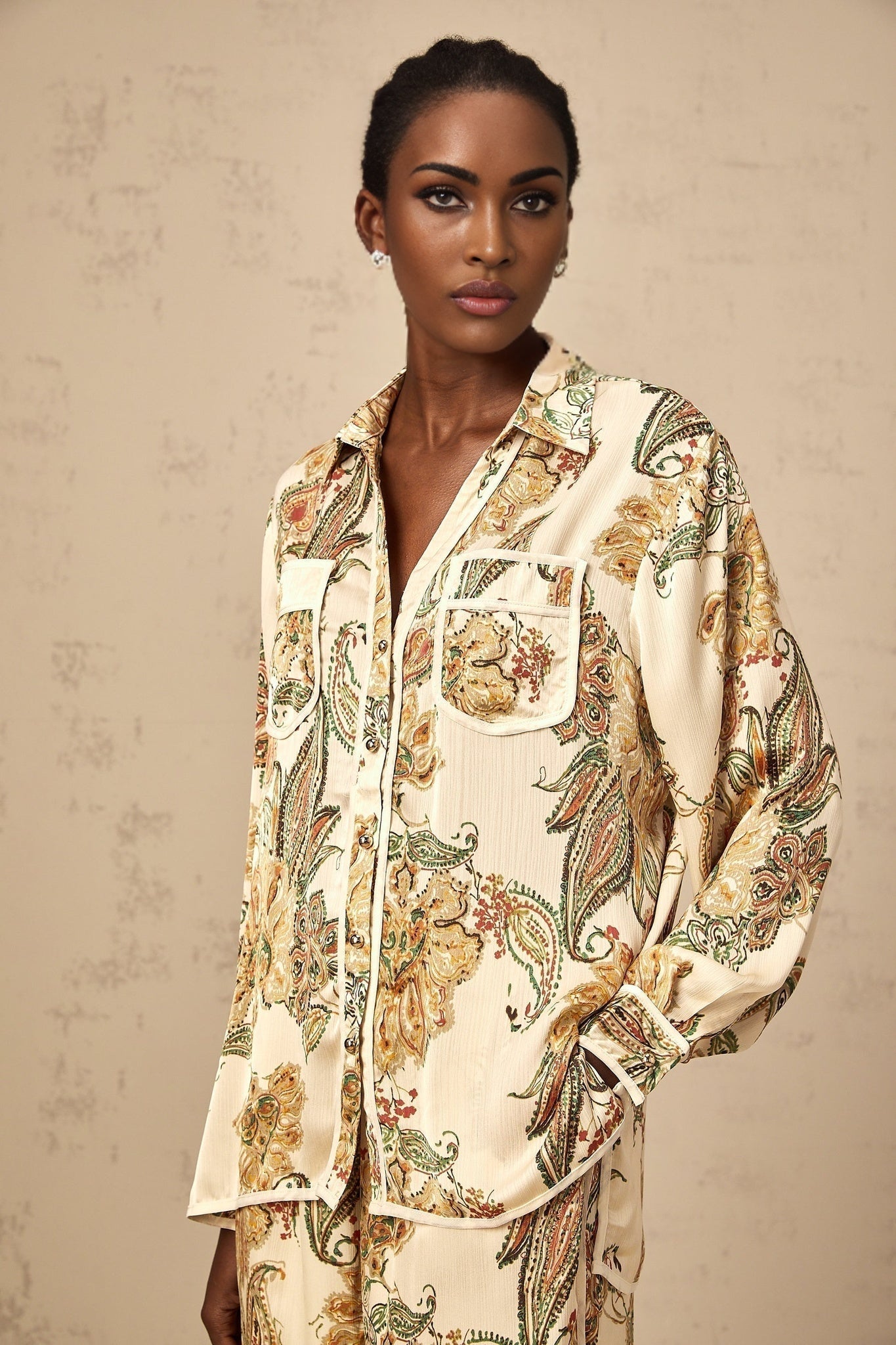 Esme Shirt & Trousers – Floral Print – Semi - Sheer – Wide Legs