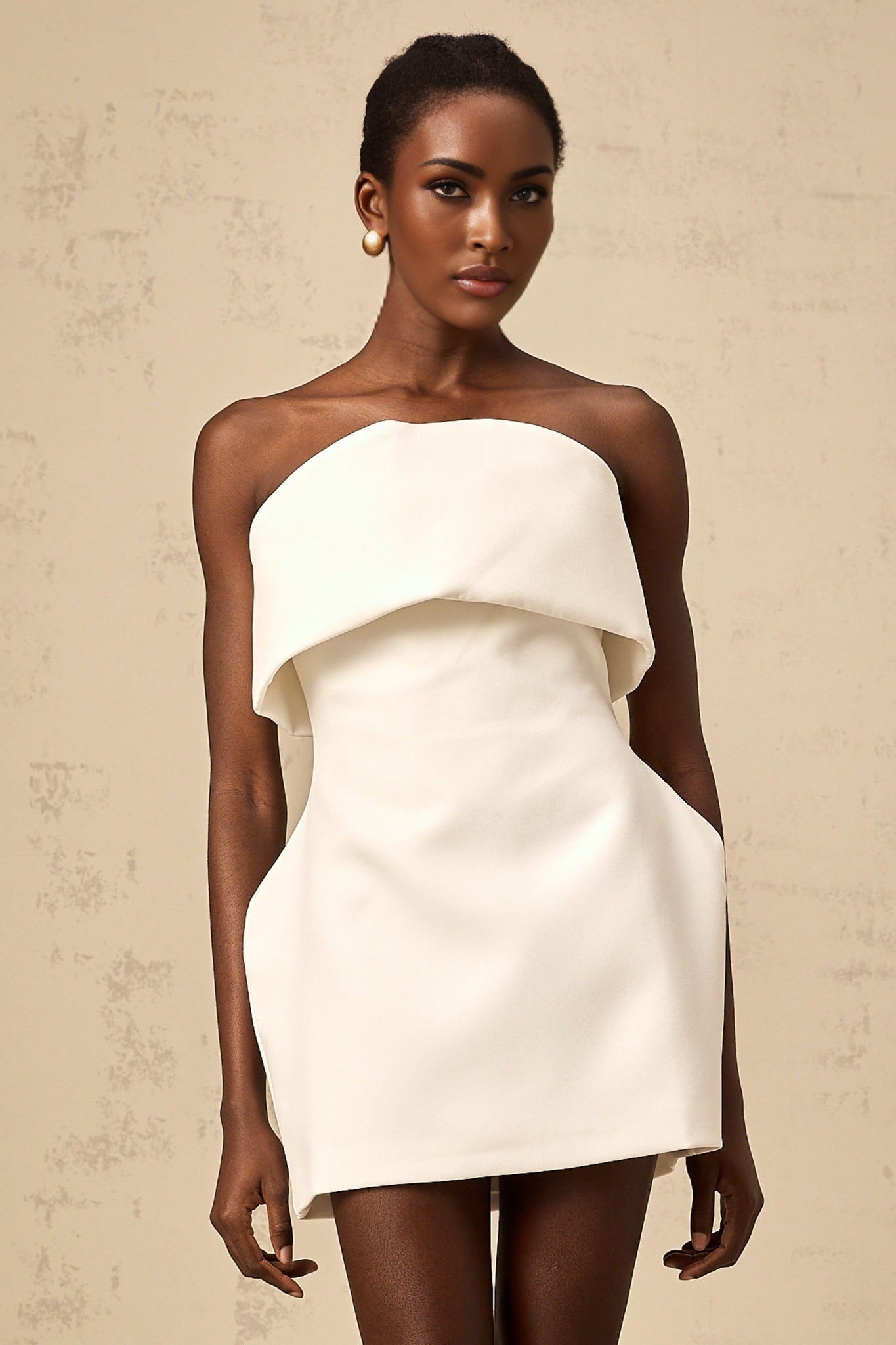 Eulalia Mini Dress - Off the Shoulder Style - Sleeveless Design - Cinched Waist - Puff Skirt