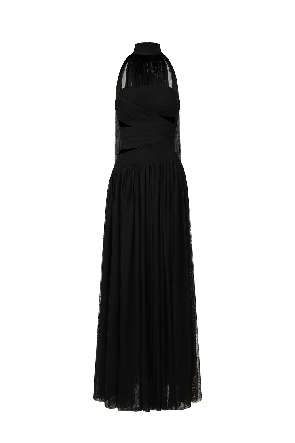 Everleigh Black Strapless Maxi Dress with Hollow-out Detail and Side Slit for Evening Events or Special Occasions