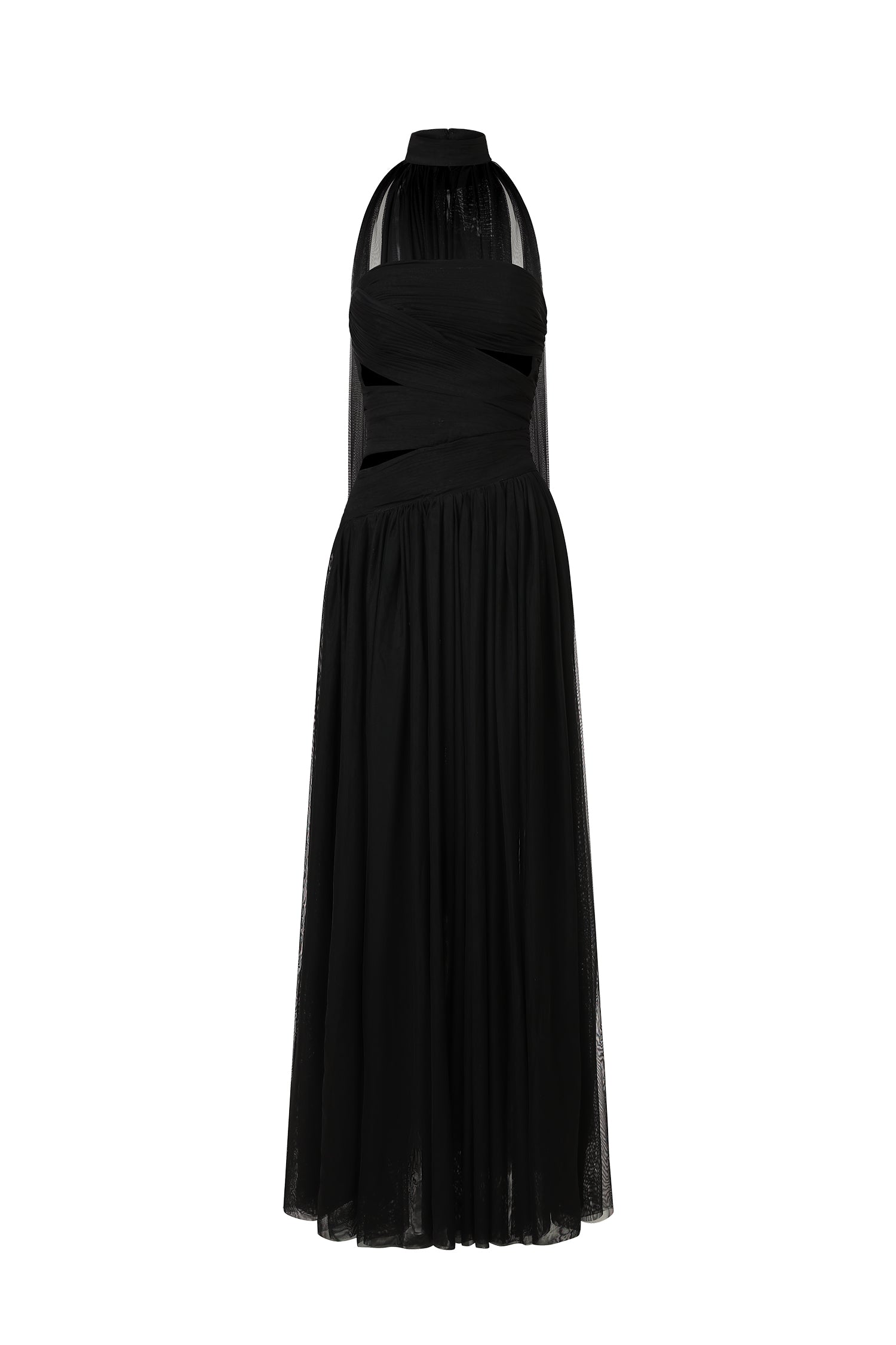 Everleigh Black Strapless Maxi Dress with Hollow-out Detail and Side Slit for Evening Events or Special Occasions