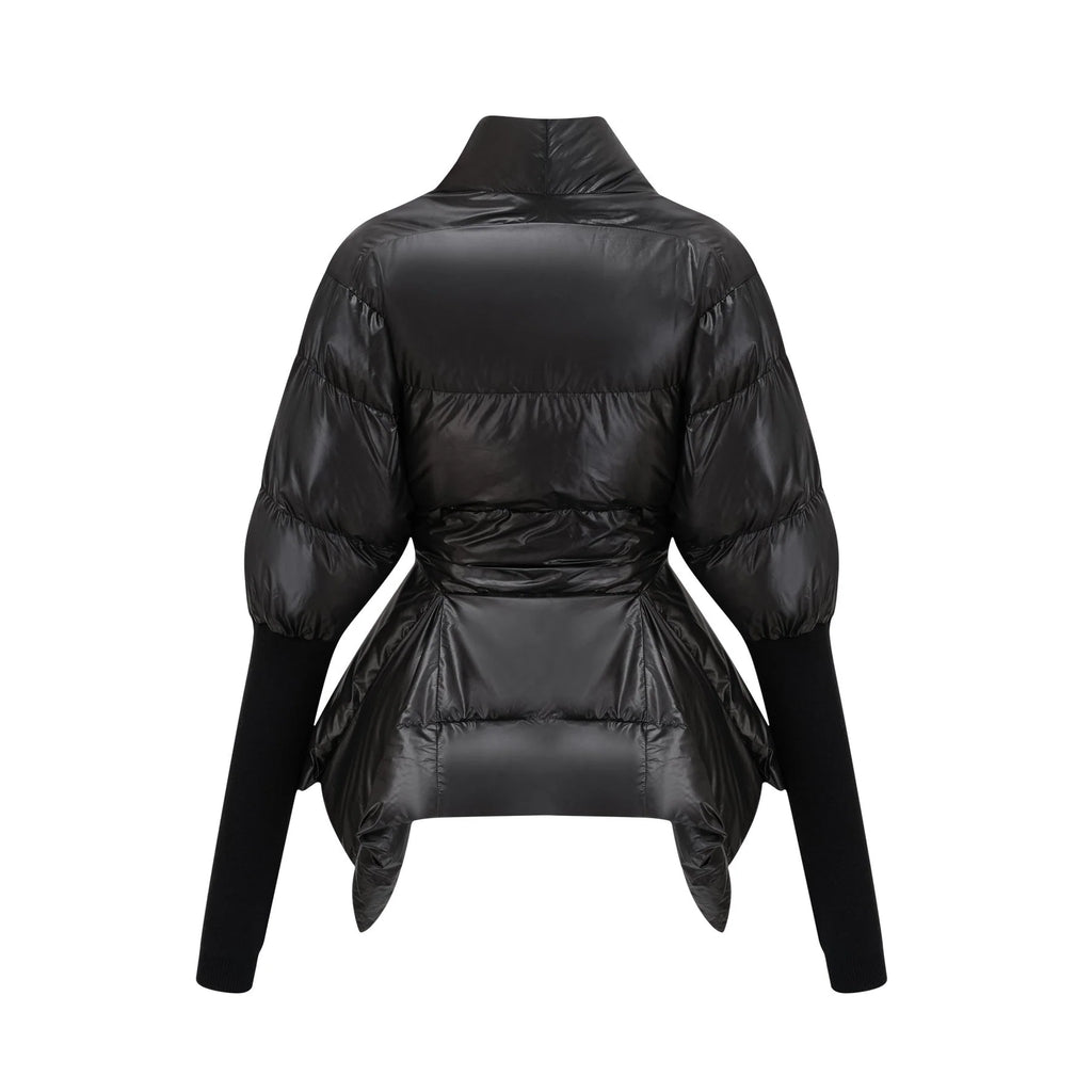 Everleigh Jacket - Padded Design - Knitted Panels - Belted Waist - Asymmetric Hem