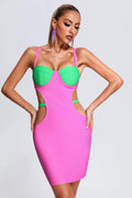 Fabiana Pink Cutout Mini Bandage Dress