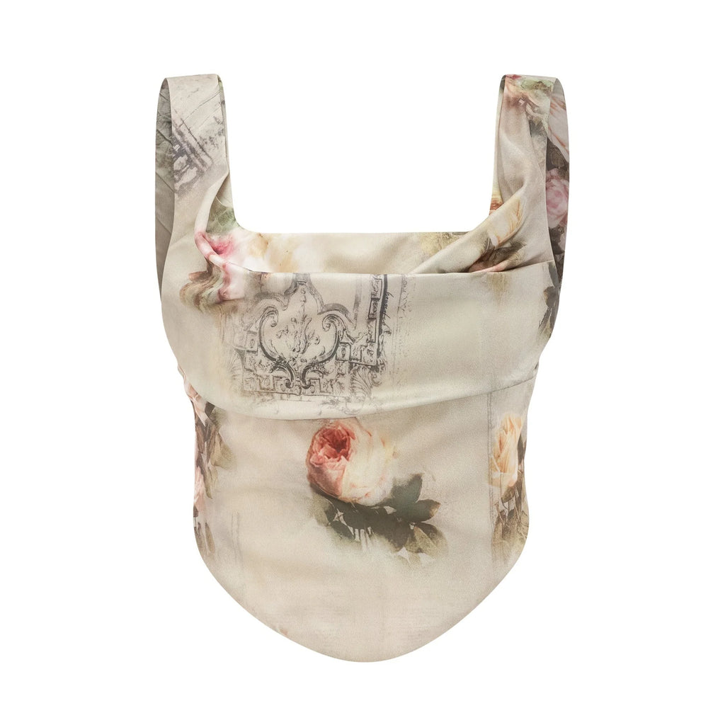 Fabiola Midi Dress – Sleeveless – Wide Shoulder Straps – All - over Floral Print