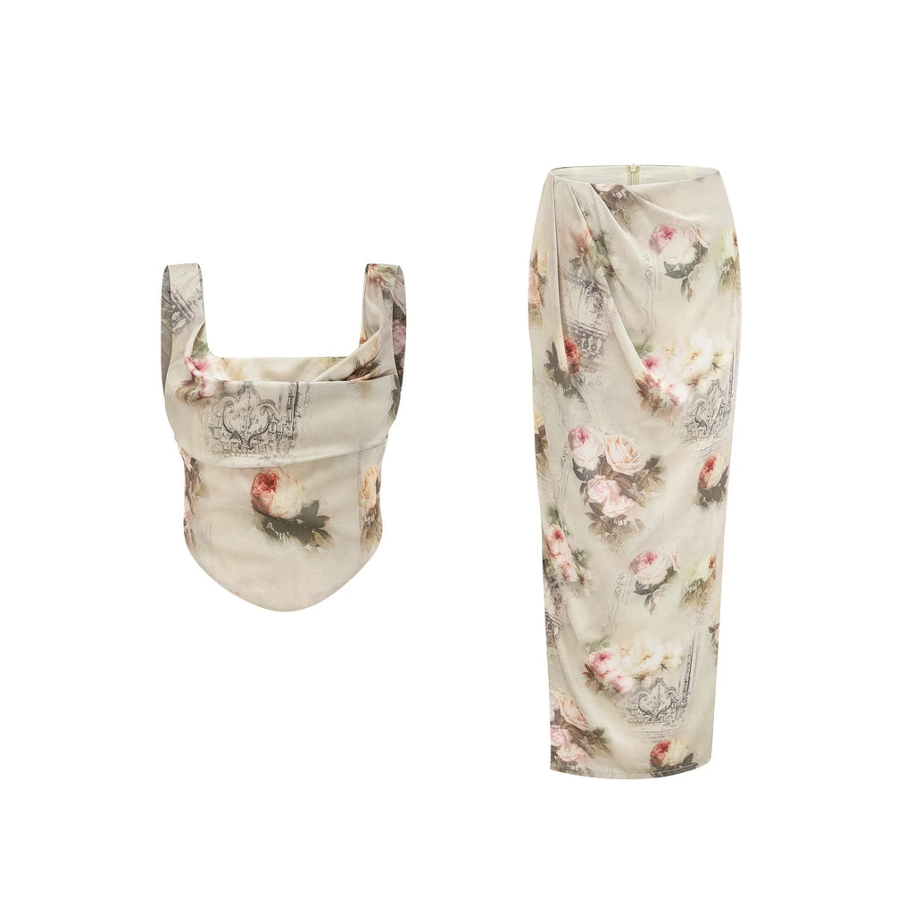 Fabiola Midi Dress – Sleeveless – Wide Shoulder Straps – All - over Floral Print
