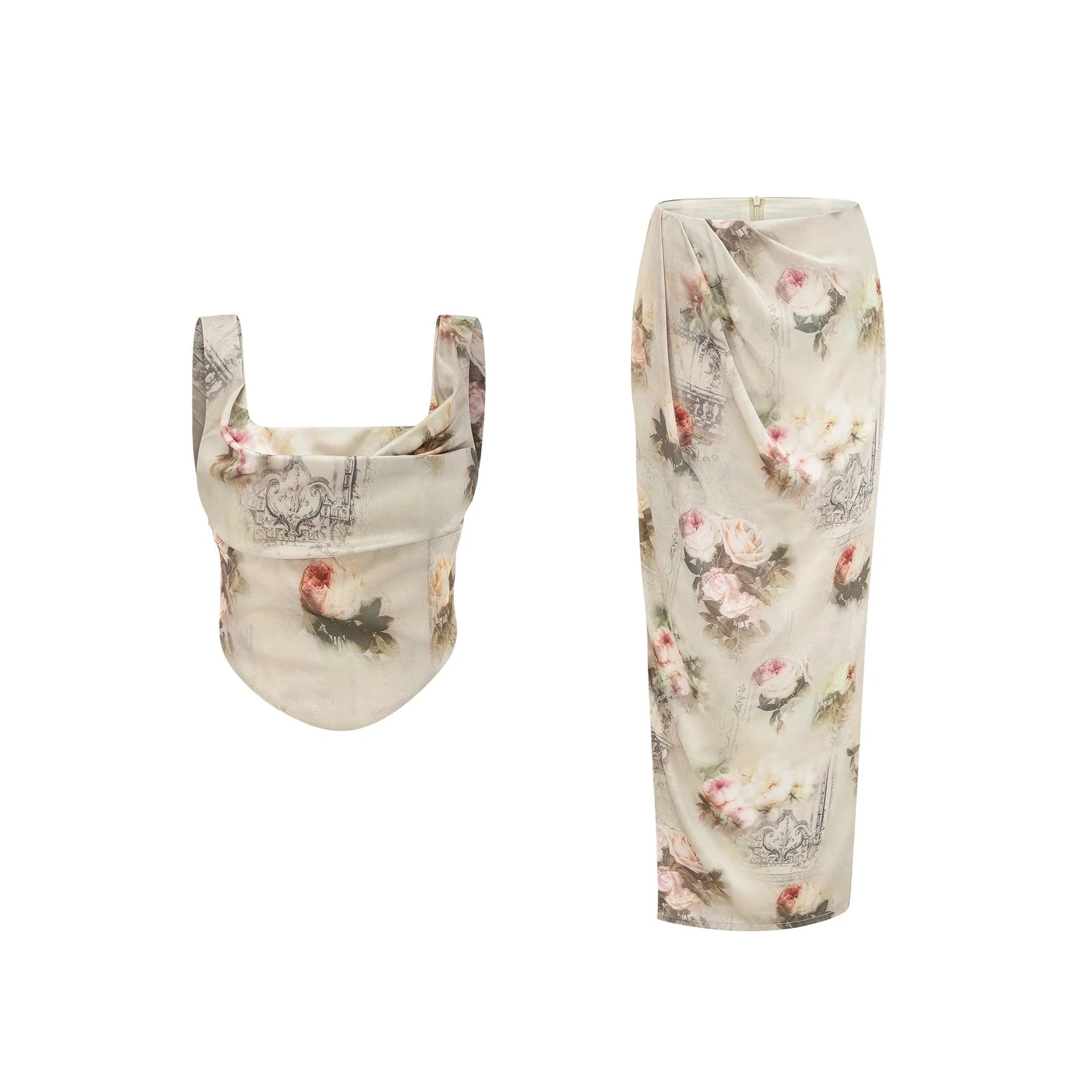 Fabiola Midi Dress – Sleeveless – Wide Shoulder Straps – All - over Floral Print