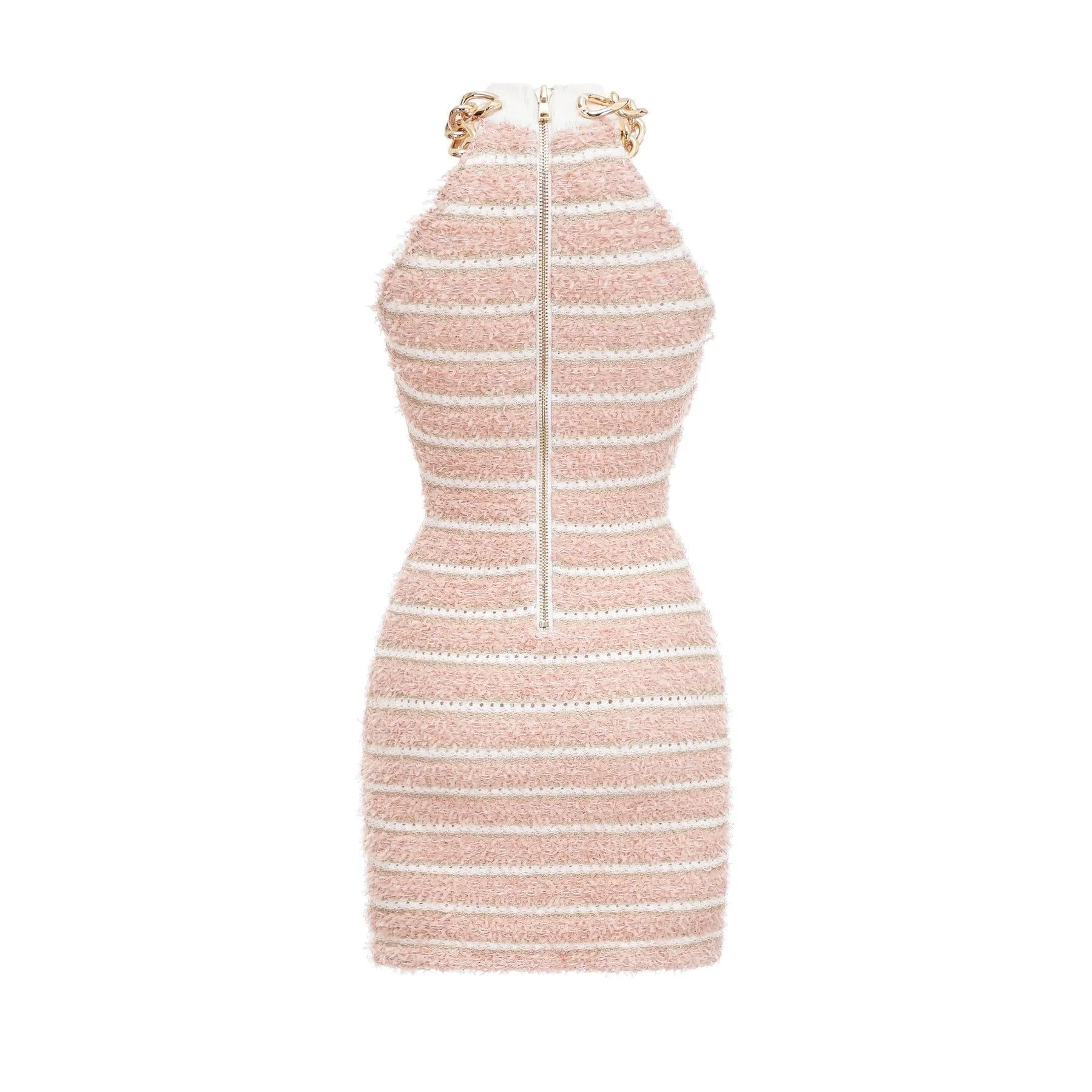 Fabiola Mini Dress - Halterneck - Sleeveless - Chain - link embellishment - Knitted construction