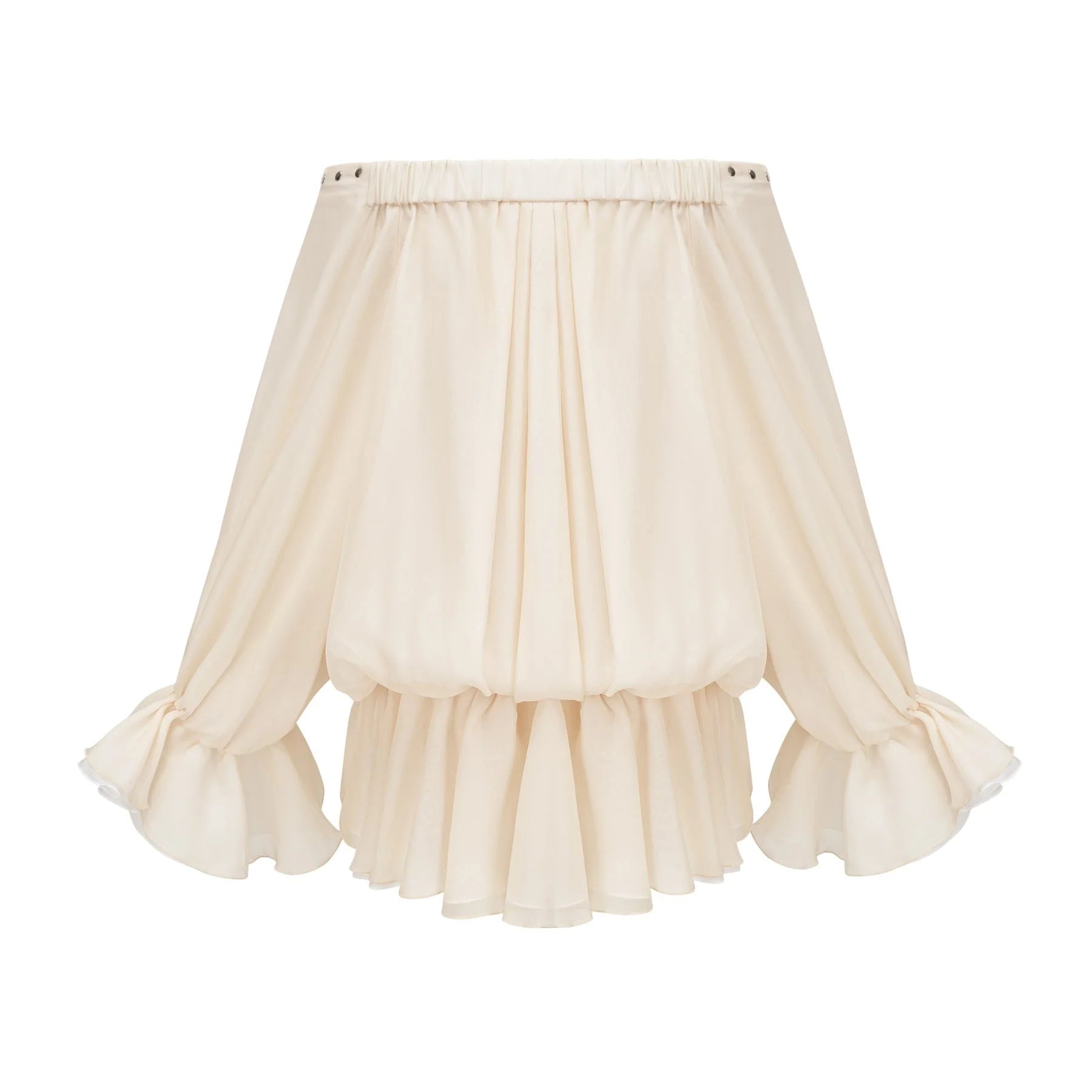Fabiola Mini Dress - Off the Shoulder - Double Layered - Front Tie Fastening - Lace - Up Detail - Flared Hem