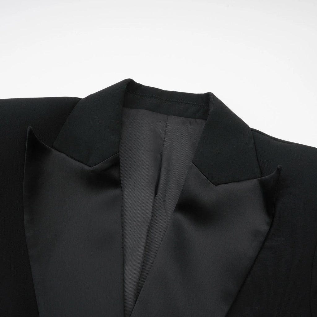 Faith Blazer - Long Sleeves - Peak Lapels - Shoulder Pads - Crystal - Embellished Bow Detail