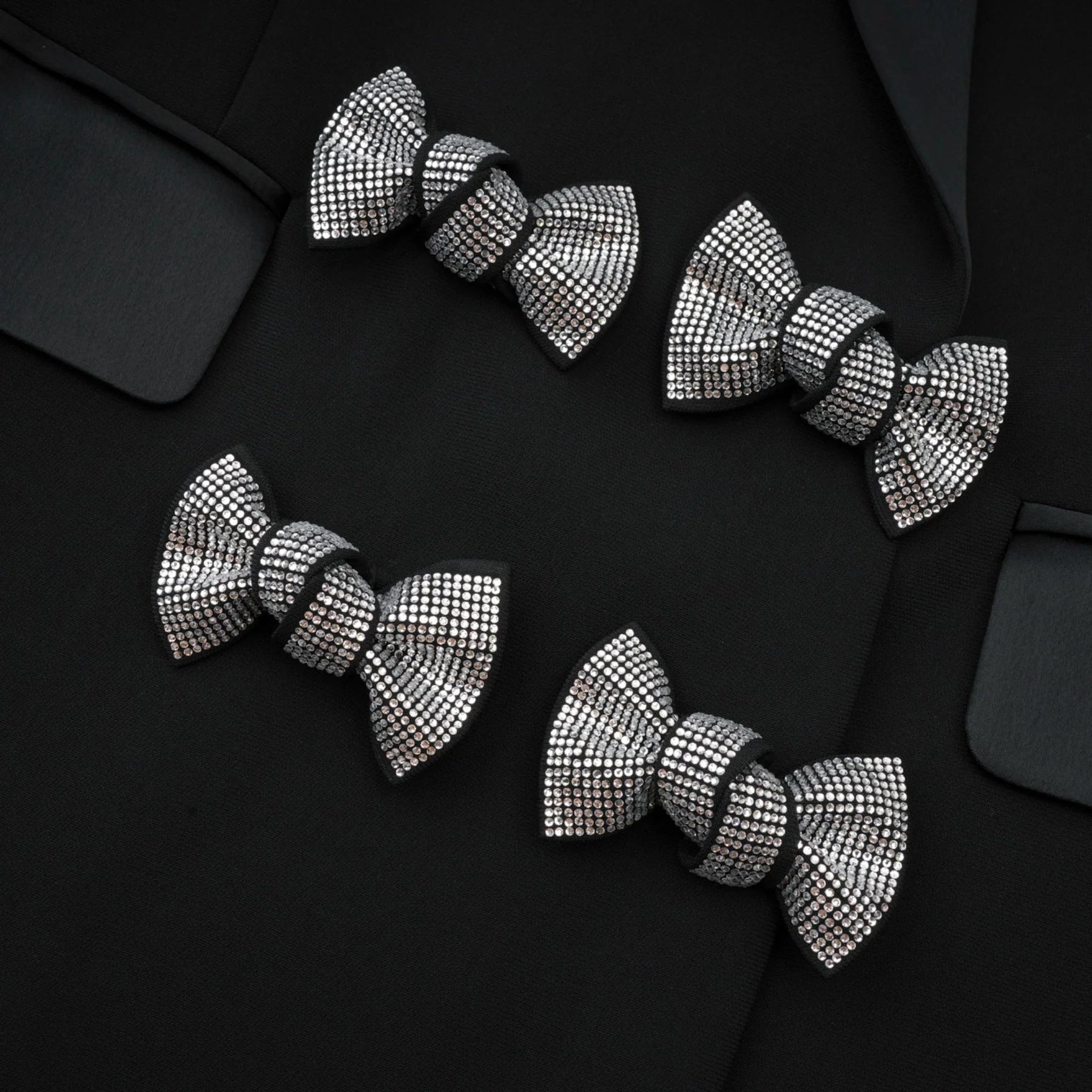 Faith Blazer - Long Sleeves - Peak Lapels - Shoulder Pads - Crystal - Embellished Bow Detail
