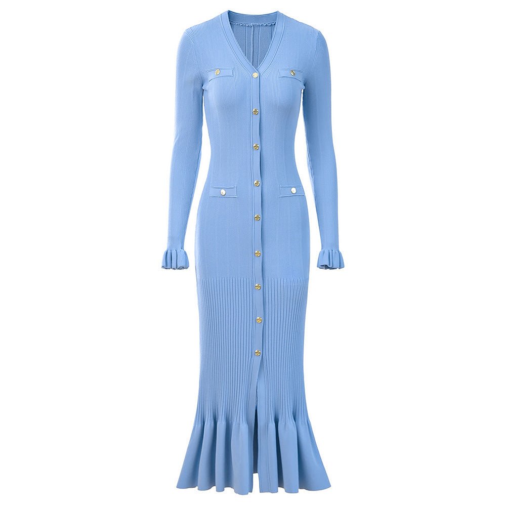 Faith Dress - Form - Fitting Silhouette - Button - Up Design - Tailored Fit - Ruffled Cuffs & Hemline