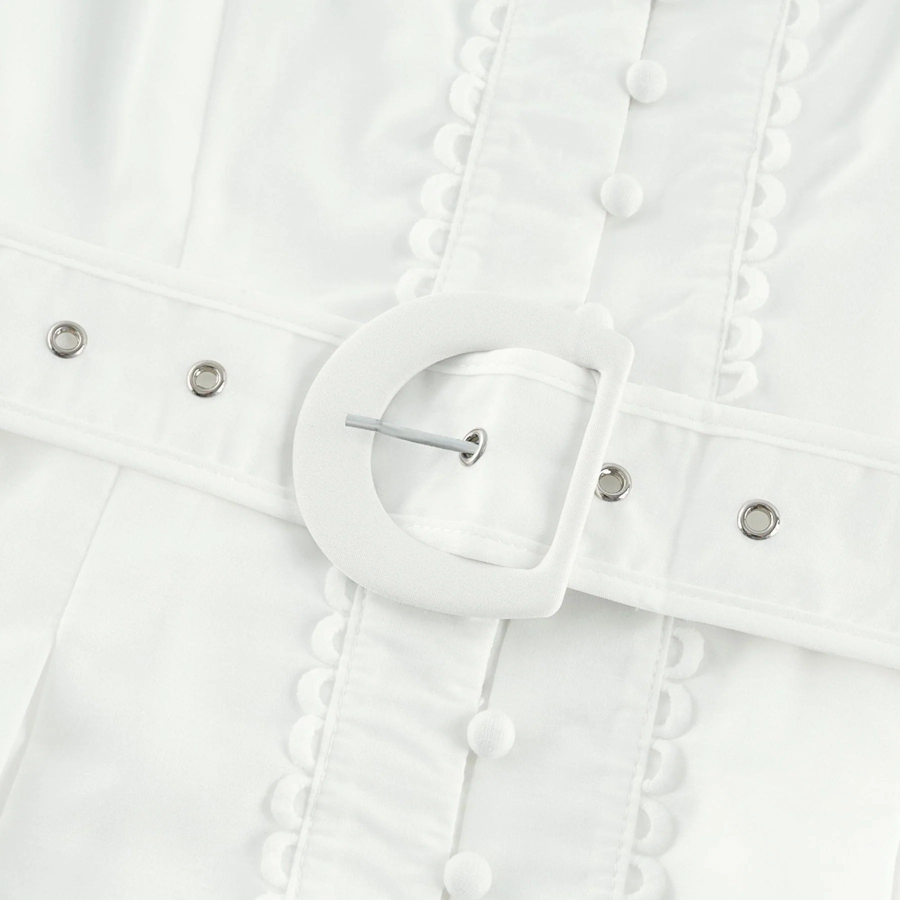 Faith Mini Dress - V - neck - Short sleeves - Cut - out detailing - Belted waist