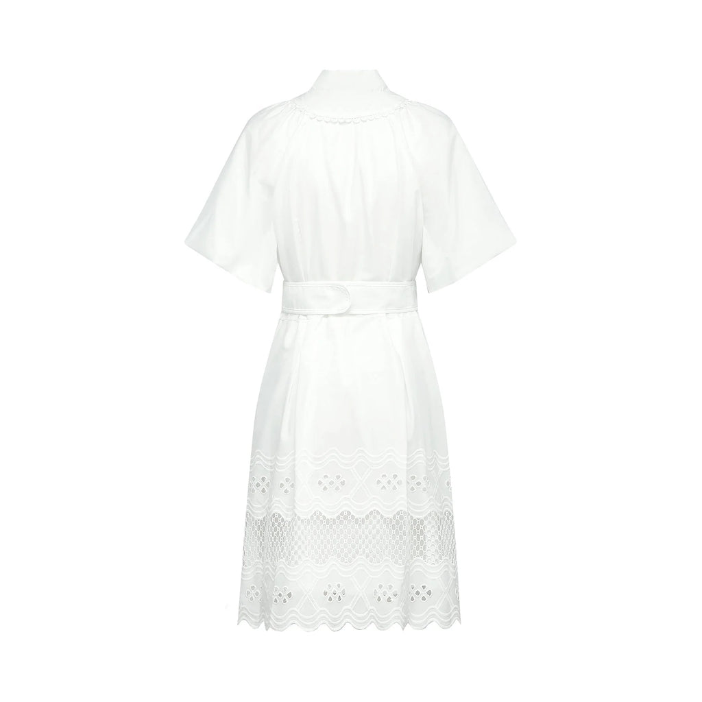 Faith Mini Dress - V - neck - Short sleeves - Cut - out detailing - Belted waist