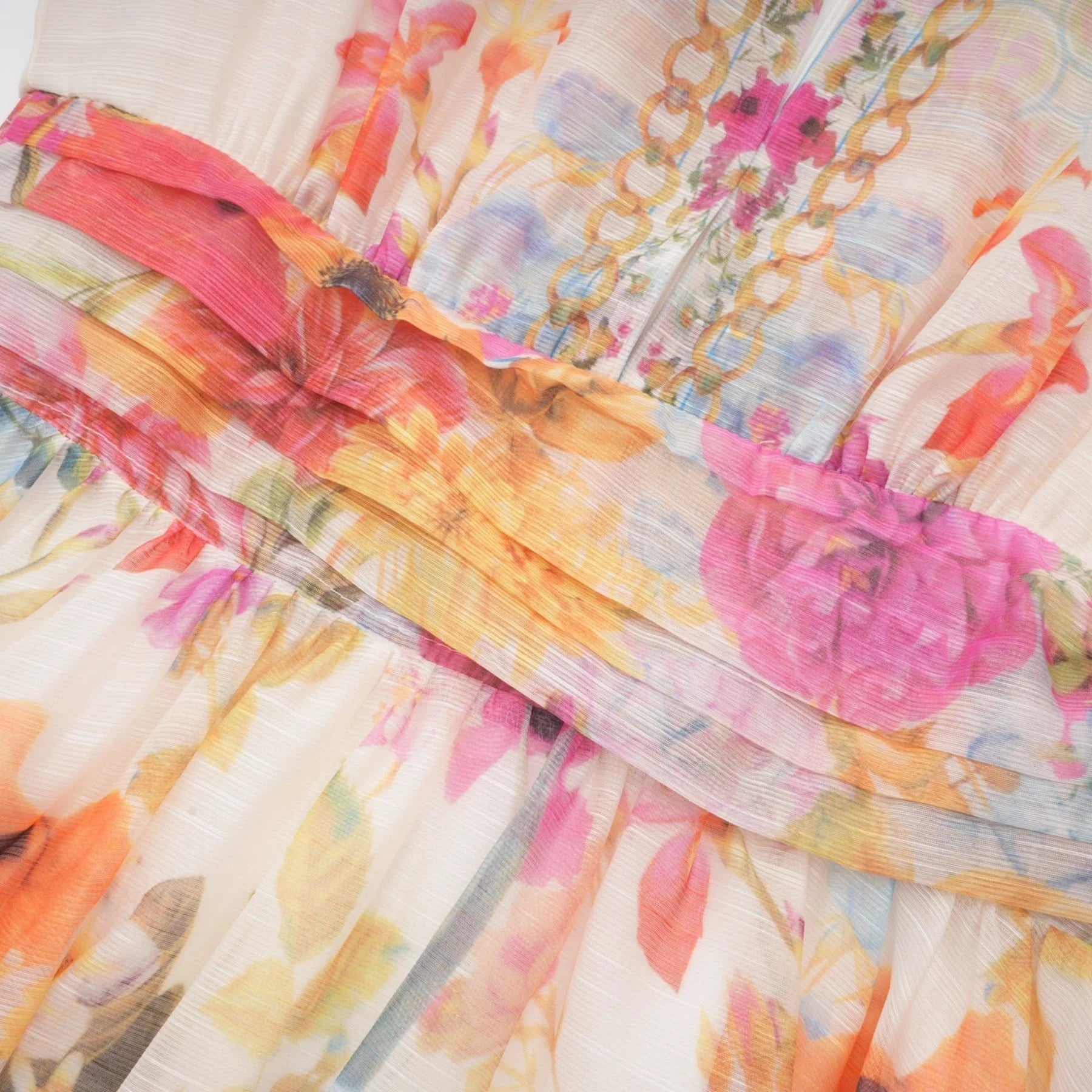 Federica Floral Mini Dress - V Neck - Flared Skirt - Short Sleeves