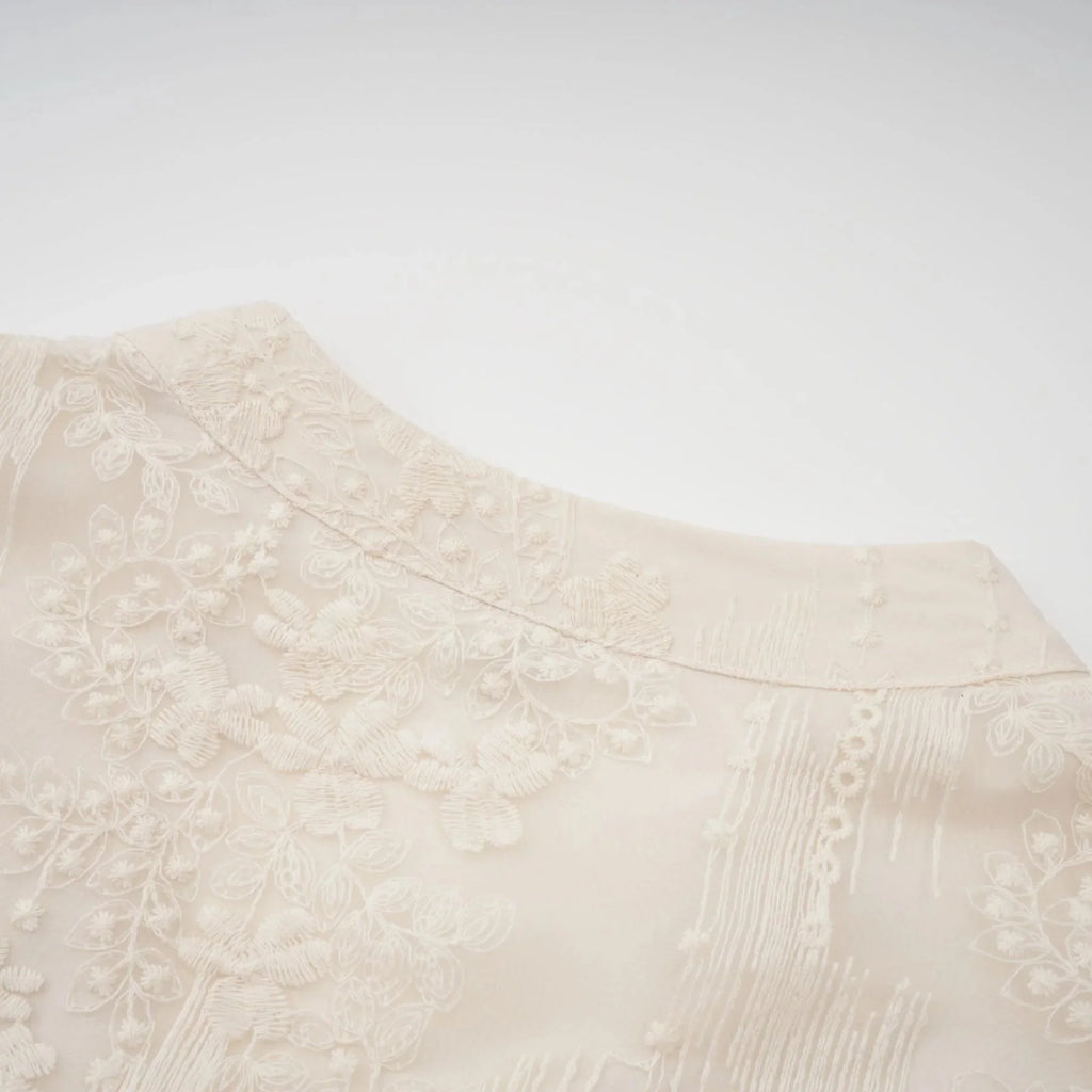 Federica Midi Dress Neutrals Lace - Embroidered & Belted