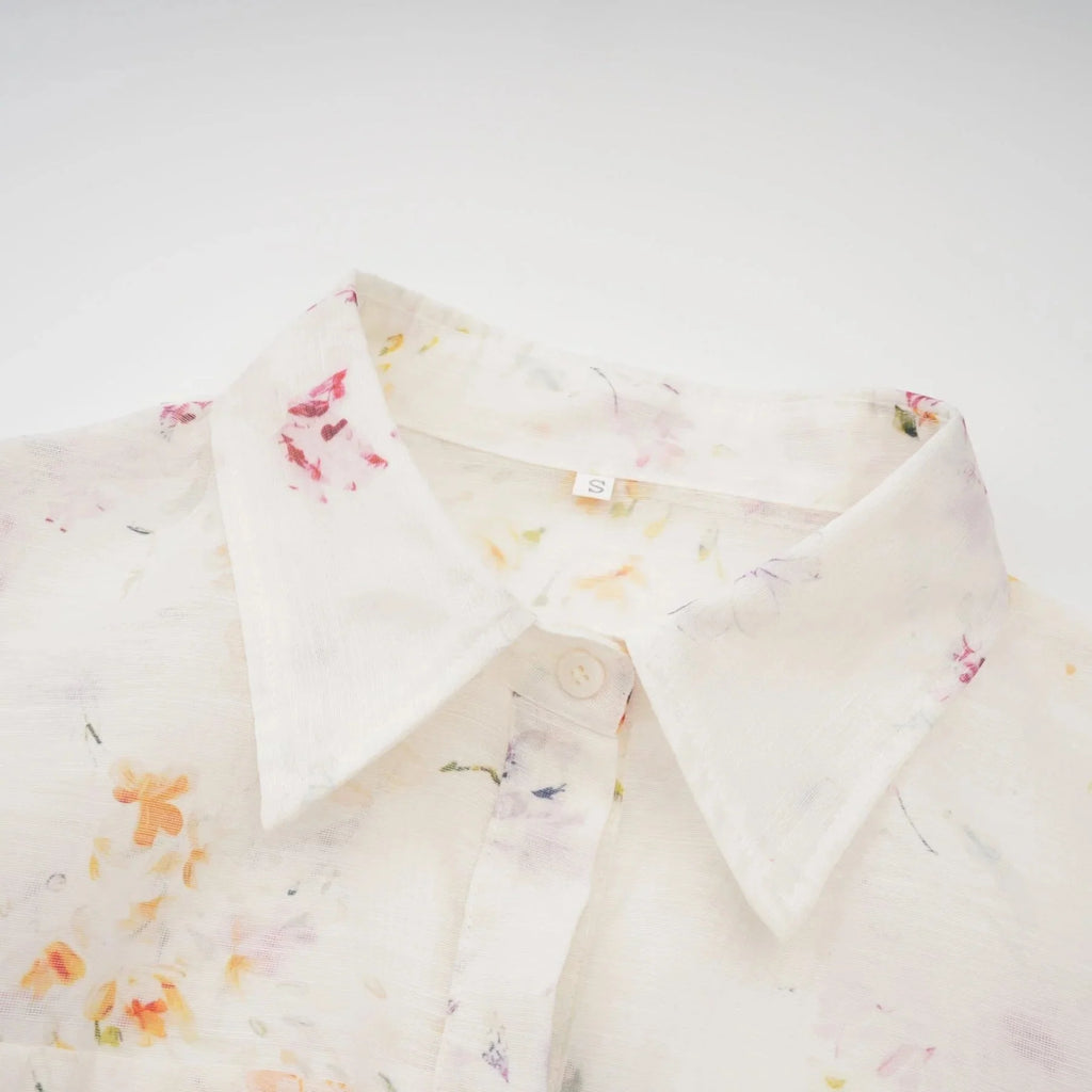 Federica Midi Dress White Floral Print Calf Length Button Fastening