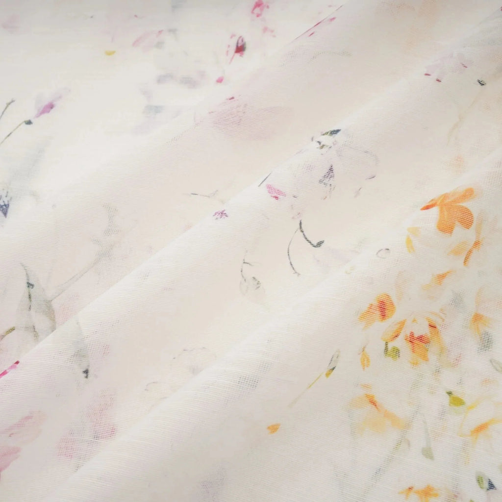 Federica Midi Dress White Floral Print Calf Length Button Fastening
