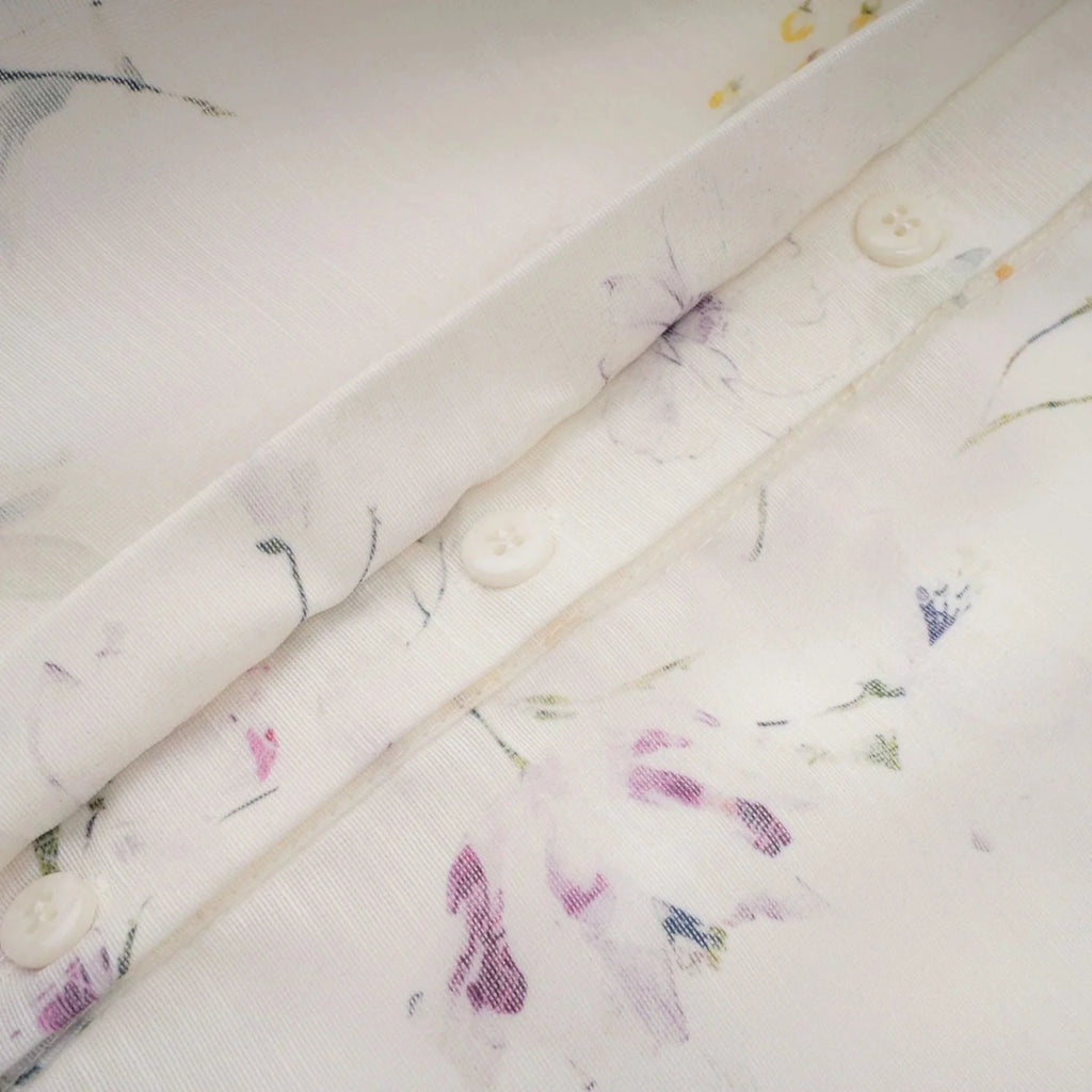 Federica Midi Dress White Floral Print Calf Length Button Fastening