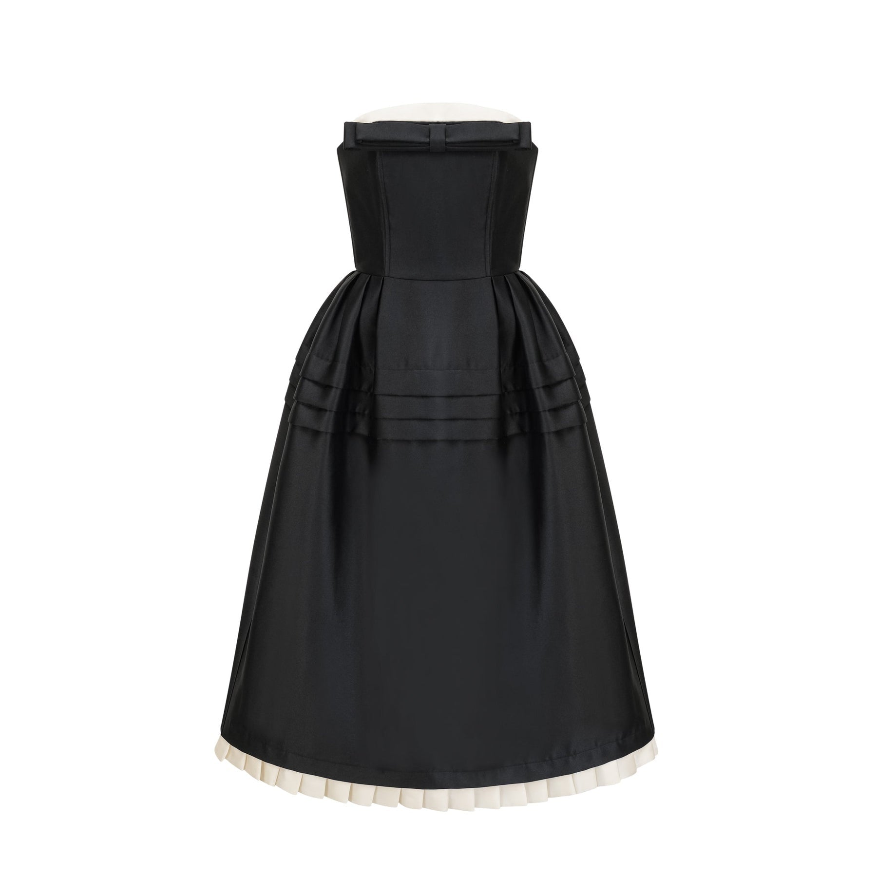 Felisara Midi Dress - Sleek and design - Strapless off the shoulder style - Bow decoration curved hem