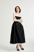 Felisara Midi Dress - Sleek and design - Strapless off the shoulder style - Bow decoration curved hem