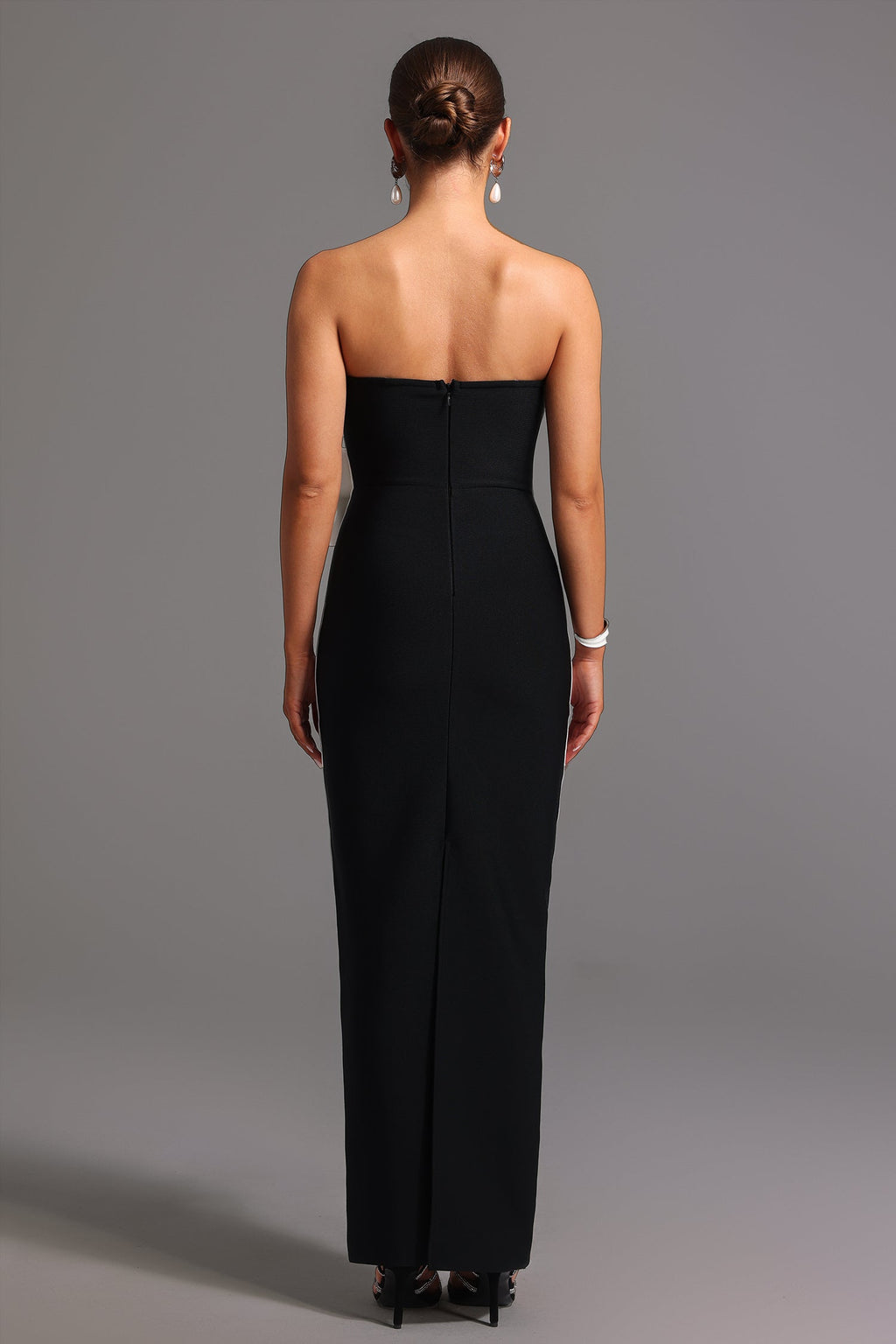Fiona Black Strapless Bow Detail Dress for Special Occasions and Evening Events