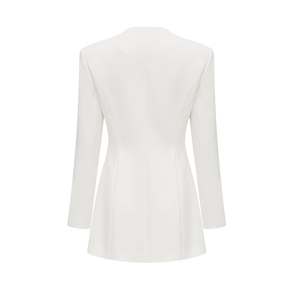 Fionnghuala Women's Blazer - Structured Silhouette - Square Neckline - Tailored Fit - Front Snap Button Closure - Versatile Style